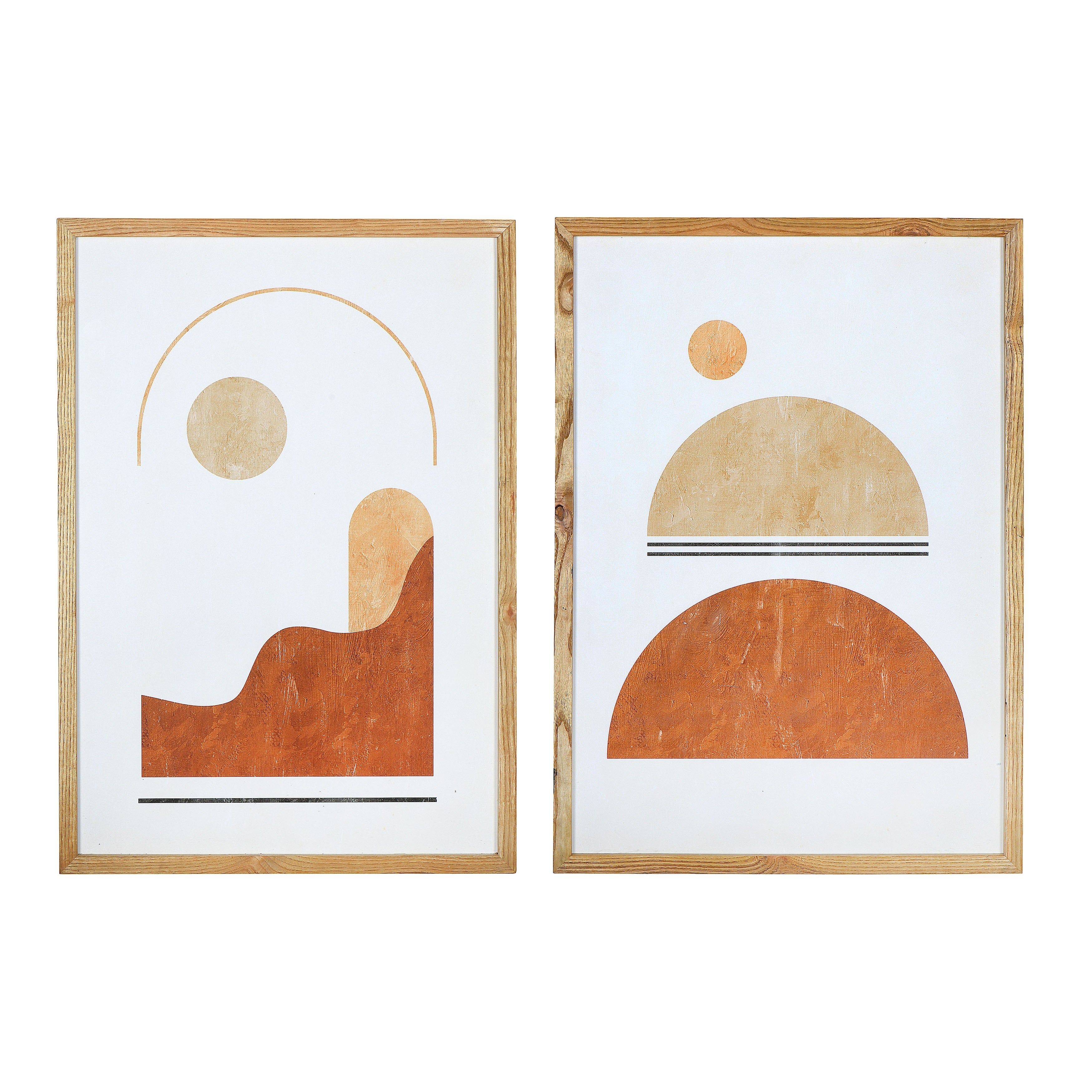 Wood Framed Abstract Wall Art, Set of 2