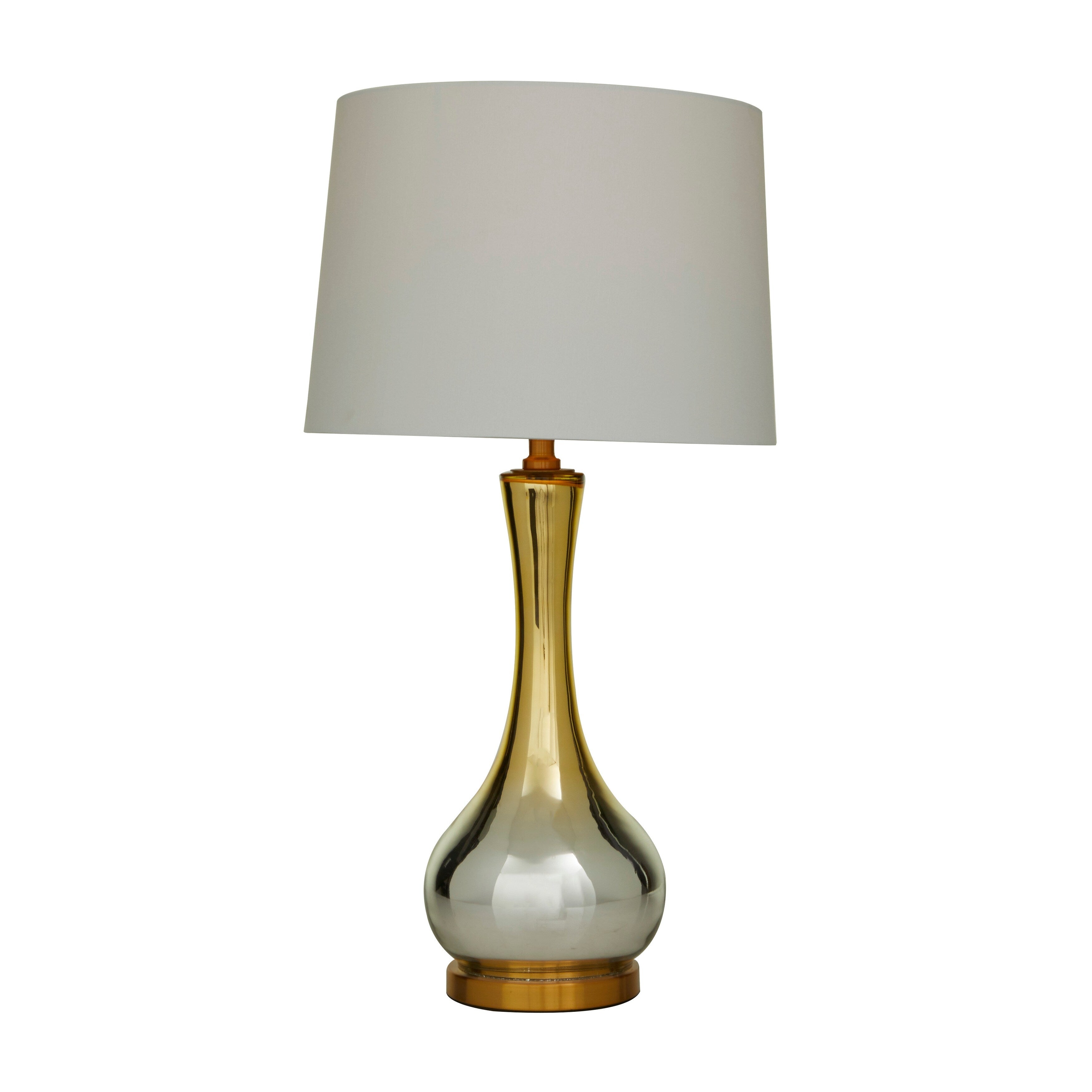 Gold Glass Table Lamp with Drum Shade