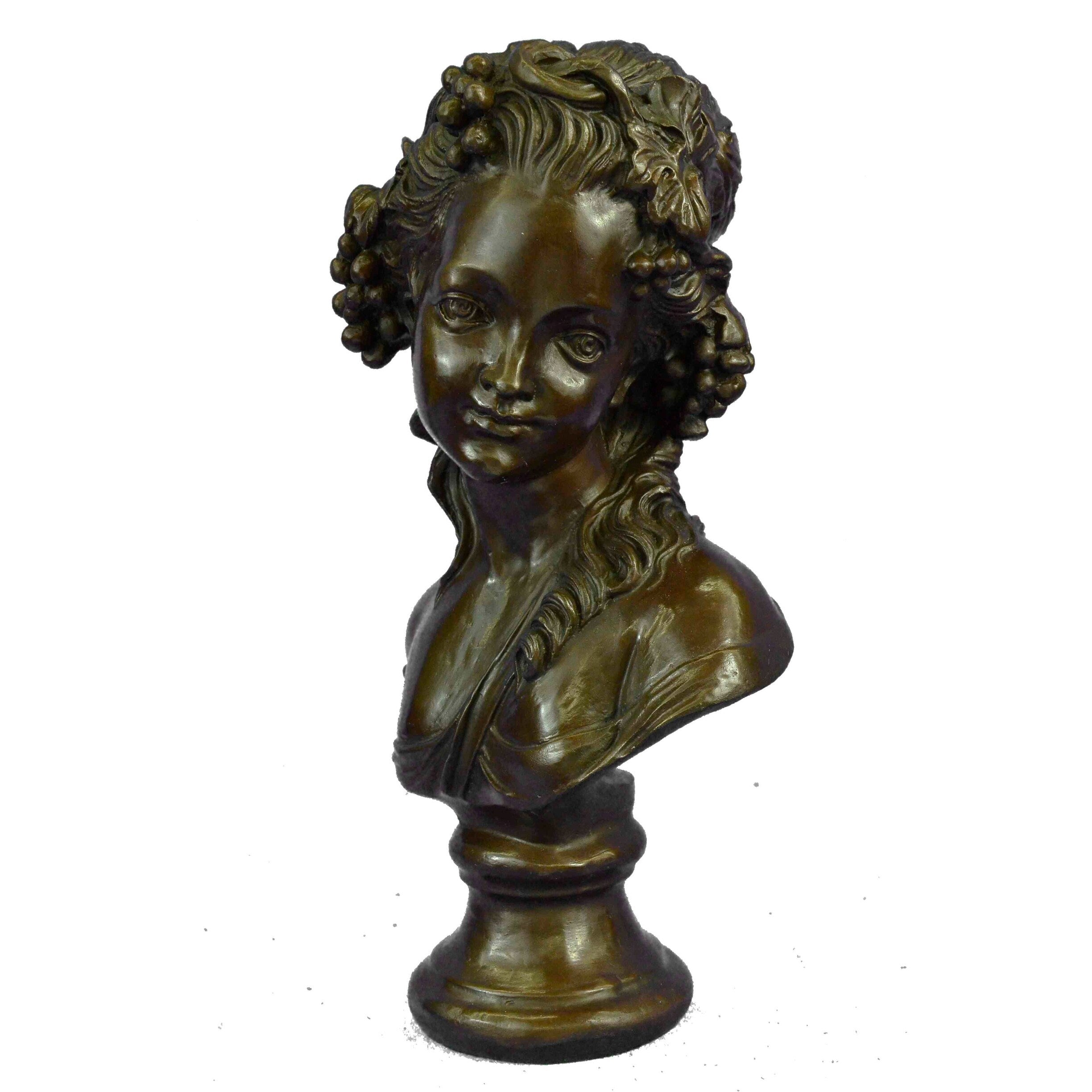 Bronze Sculpture Wonderful Bust Young Lady By Thomas Art Deco Hot Cast Figurine