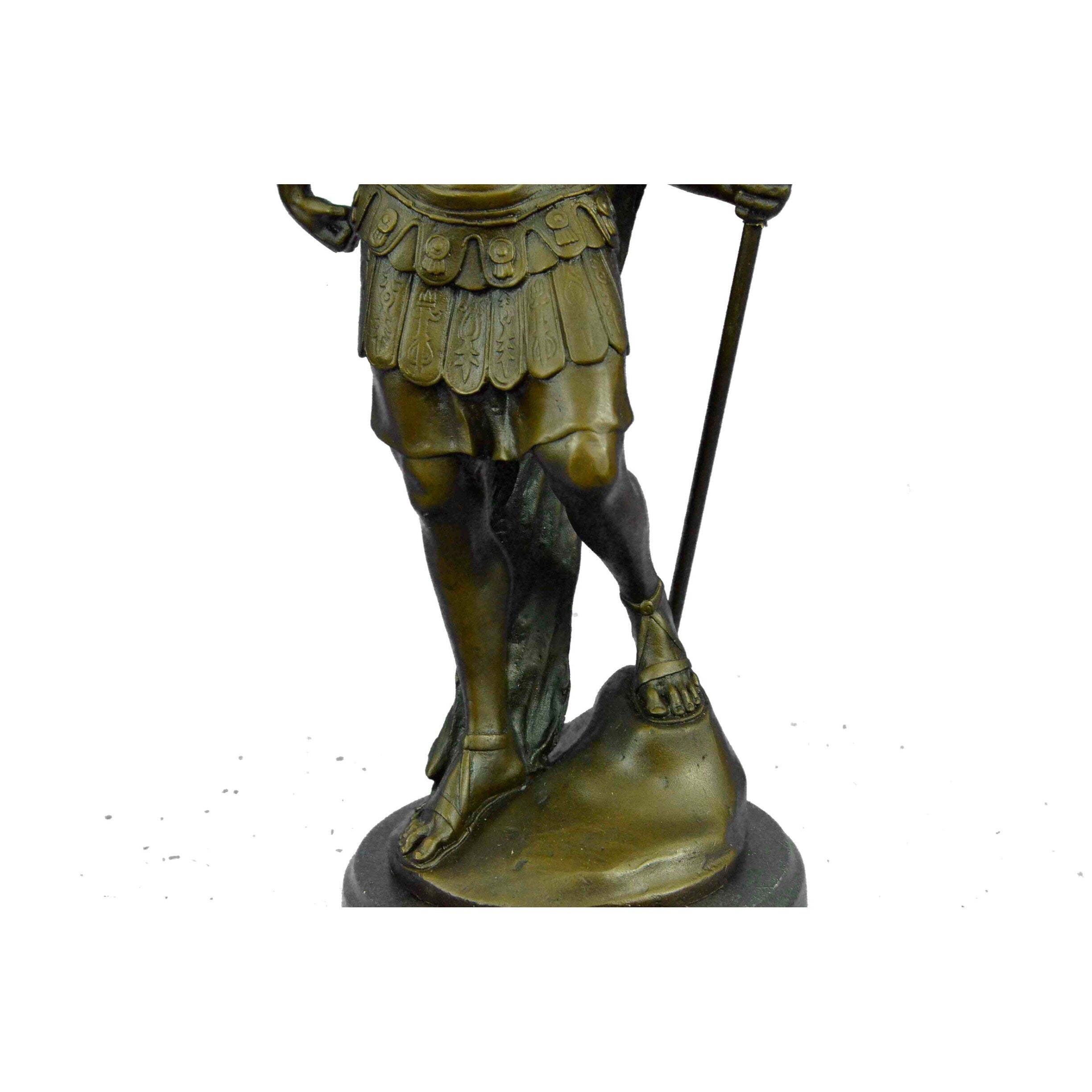 Vintage Signed Knight Warrior Bronze Statue Dalou Deco Sculpture Figurine Art