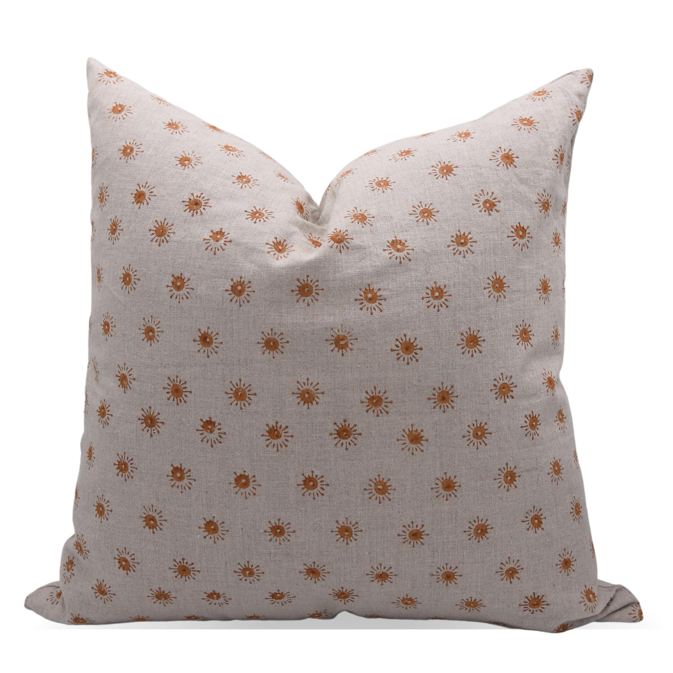 Linen Bohemian Block print pillow Cover- Happy Bloom