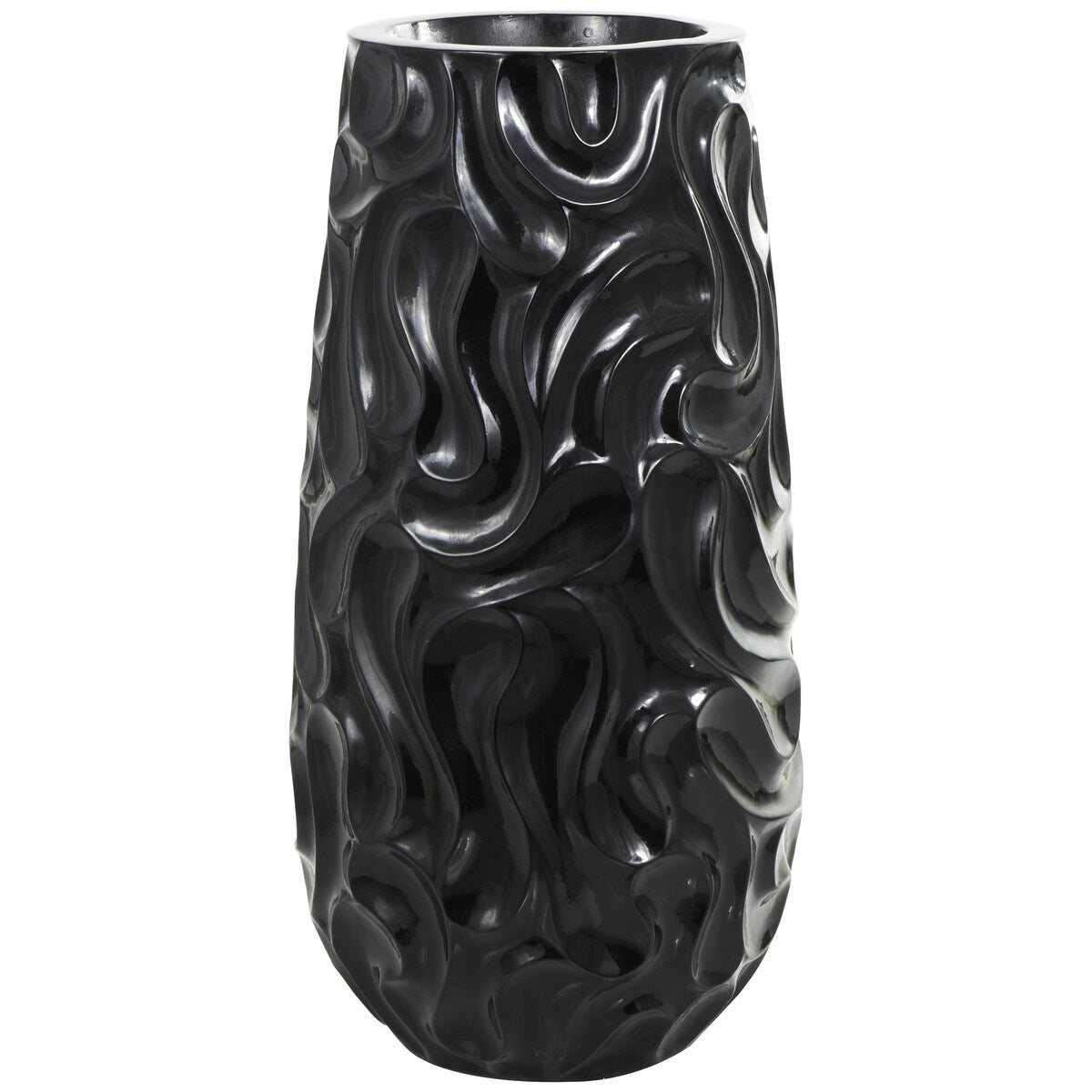 Resin Wave Inspired Textured Decorative Vase - White or Black - Roche River Decor