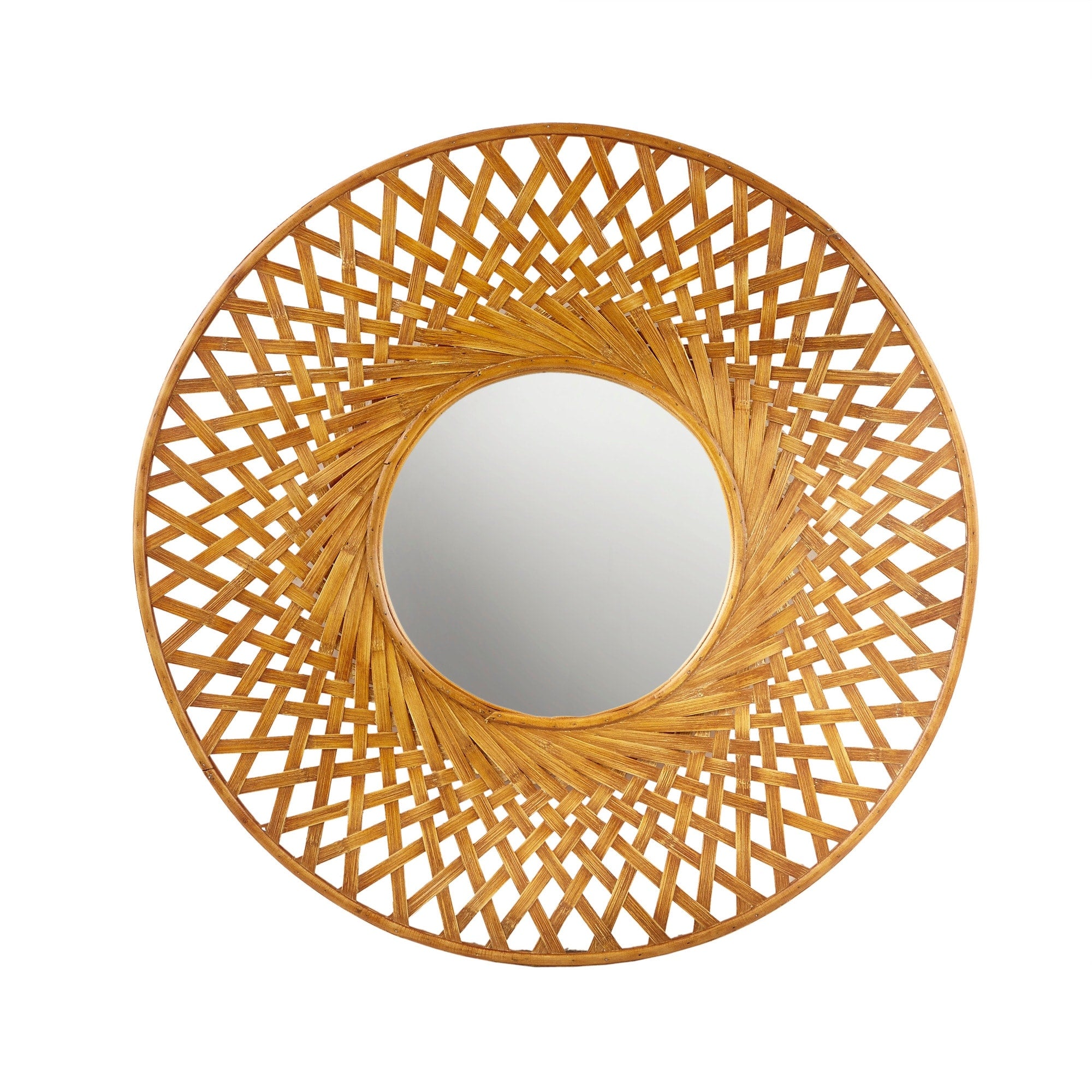 Madison Park Reed Natural Round Bamboo Wall Decor Mirror