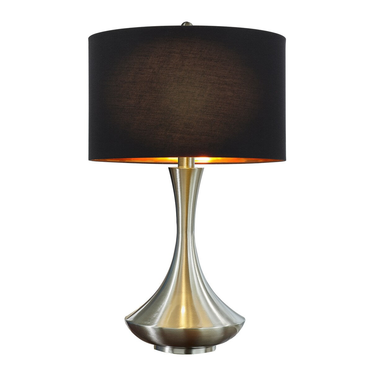 Aladdin 30 Brushed Steel LED Table Lamp With Black Shade