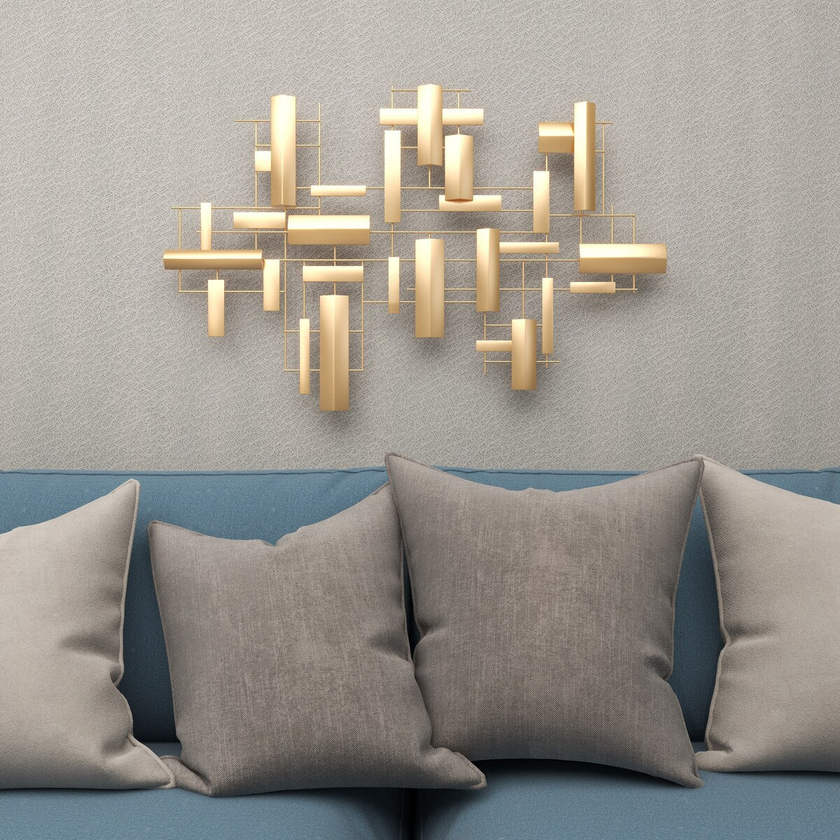 Metal Geometric 3D Stripe Home Wall Decor - Gold - CosmoLiving by Cosmopolitan