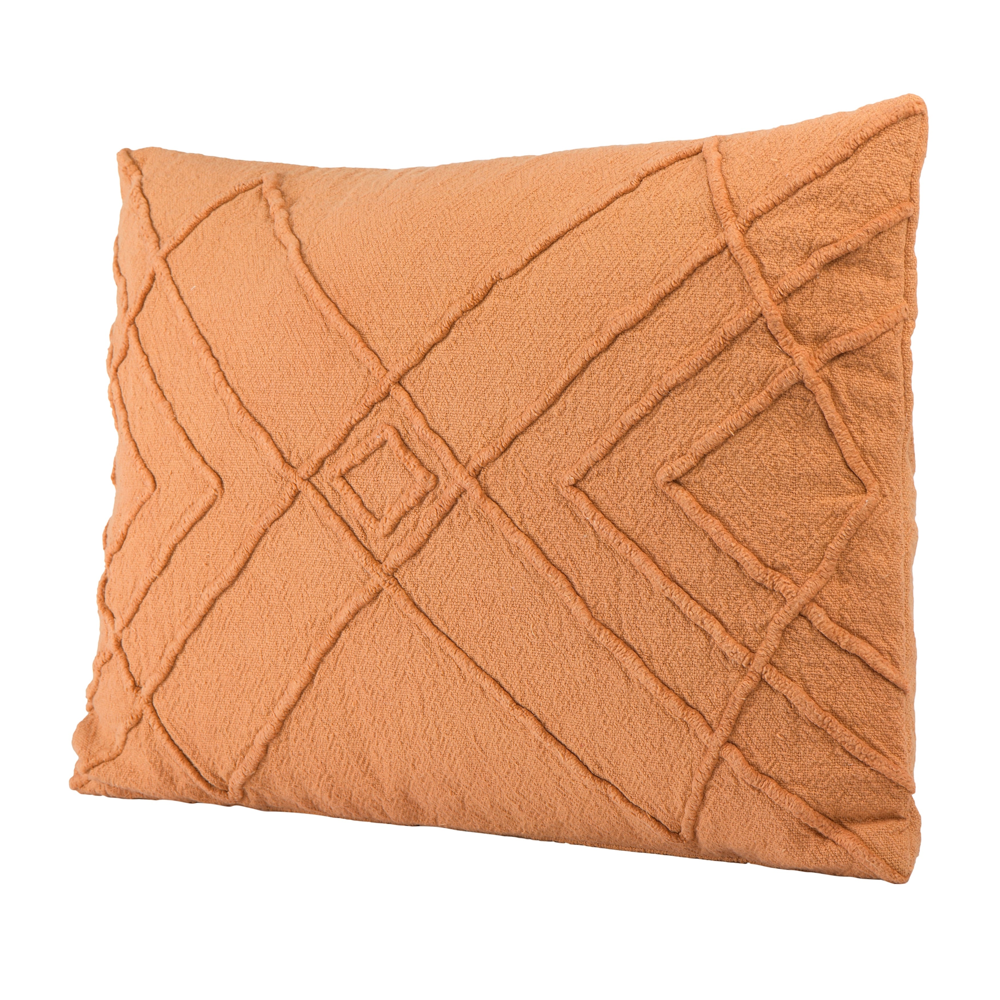 Embroidered Cotton Geometric Lumbar Pillow