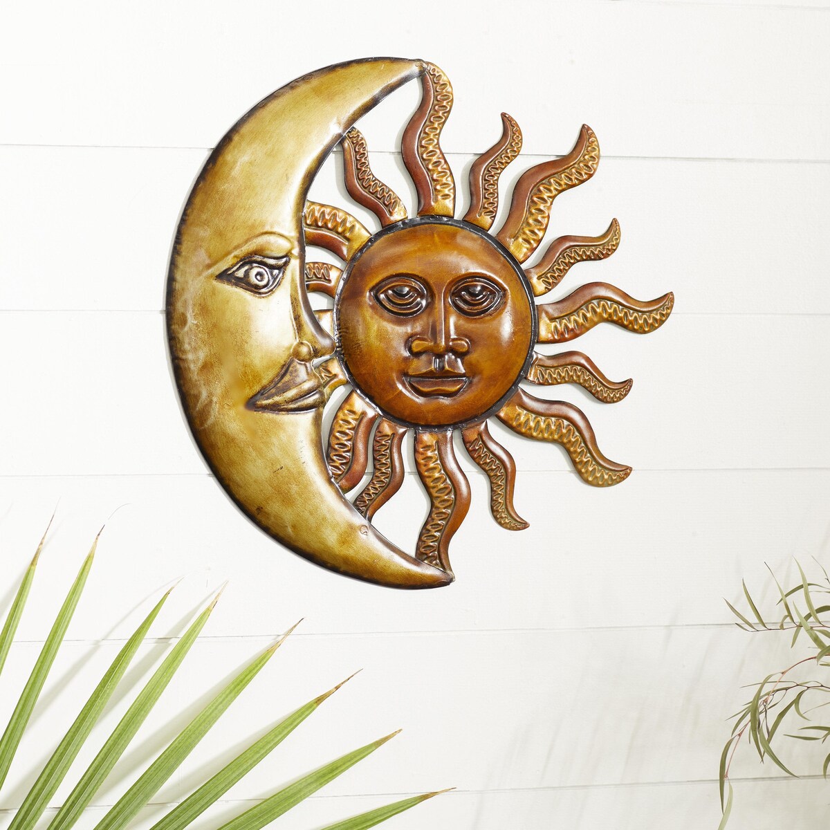 Metal Sun and Moon Indoor Outdoor Home Wall Decor - Red - Roche River Decor