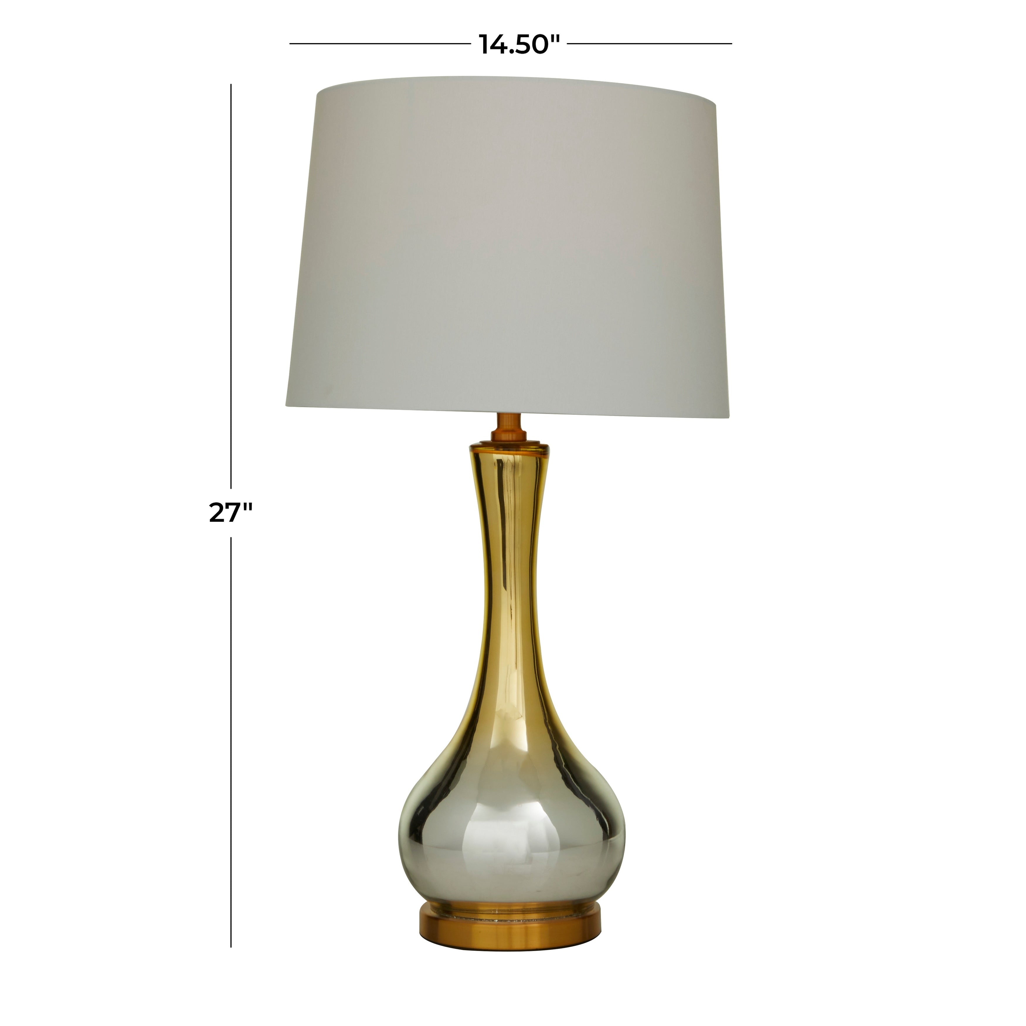 Gold Glass Table Lamp with Drum Shade