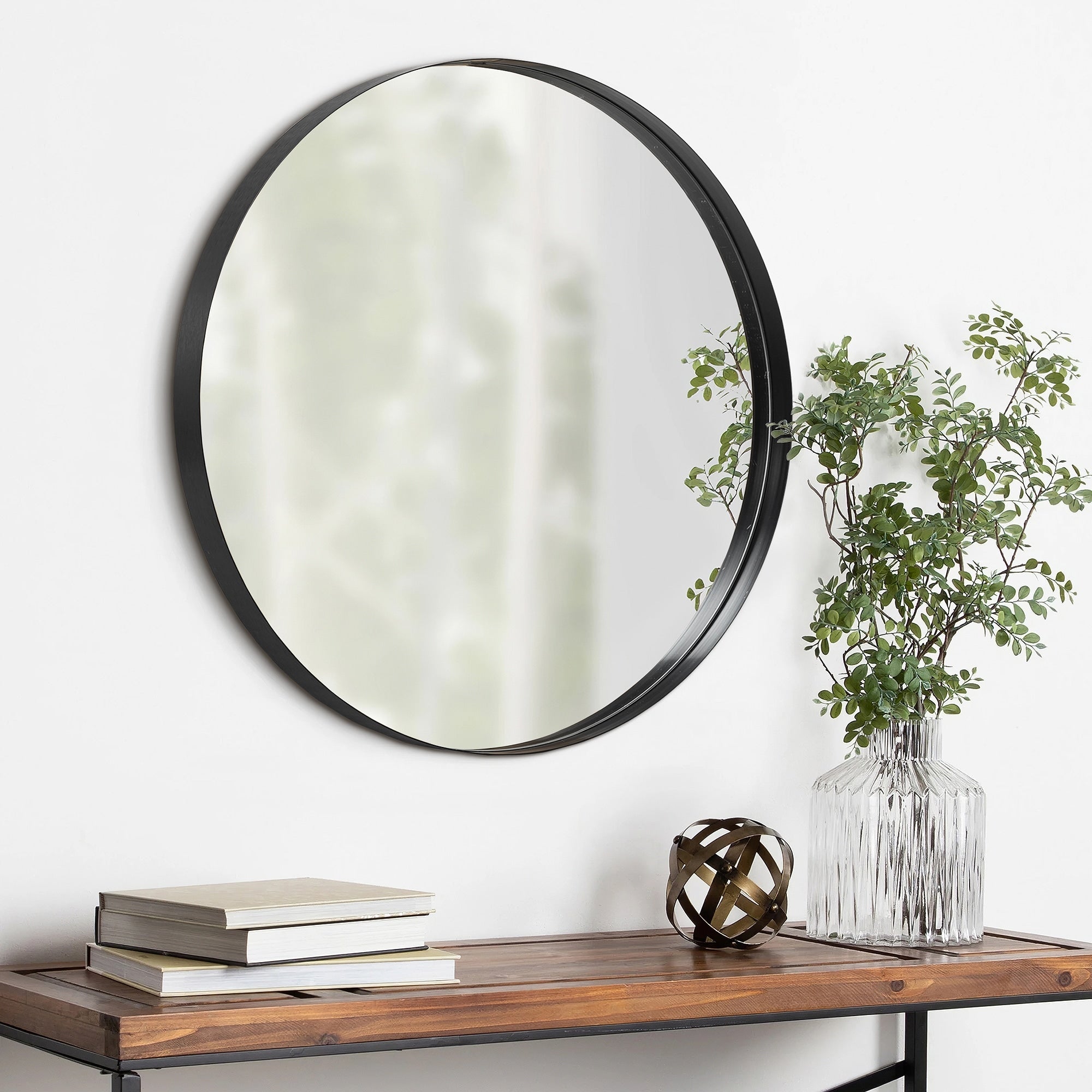 Modern Deep Frame Wall-Mounted Vanity Round Mirror