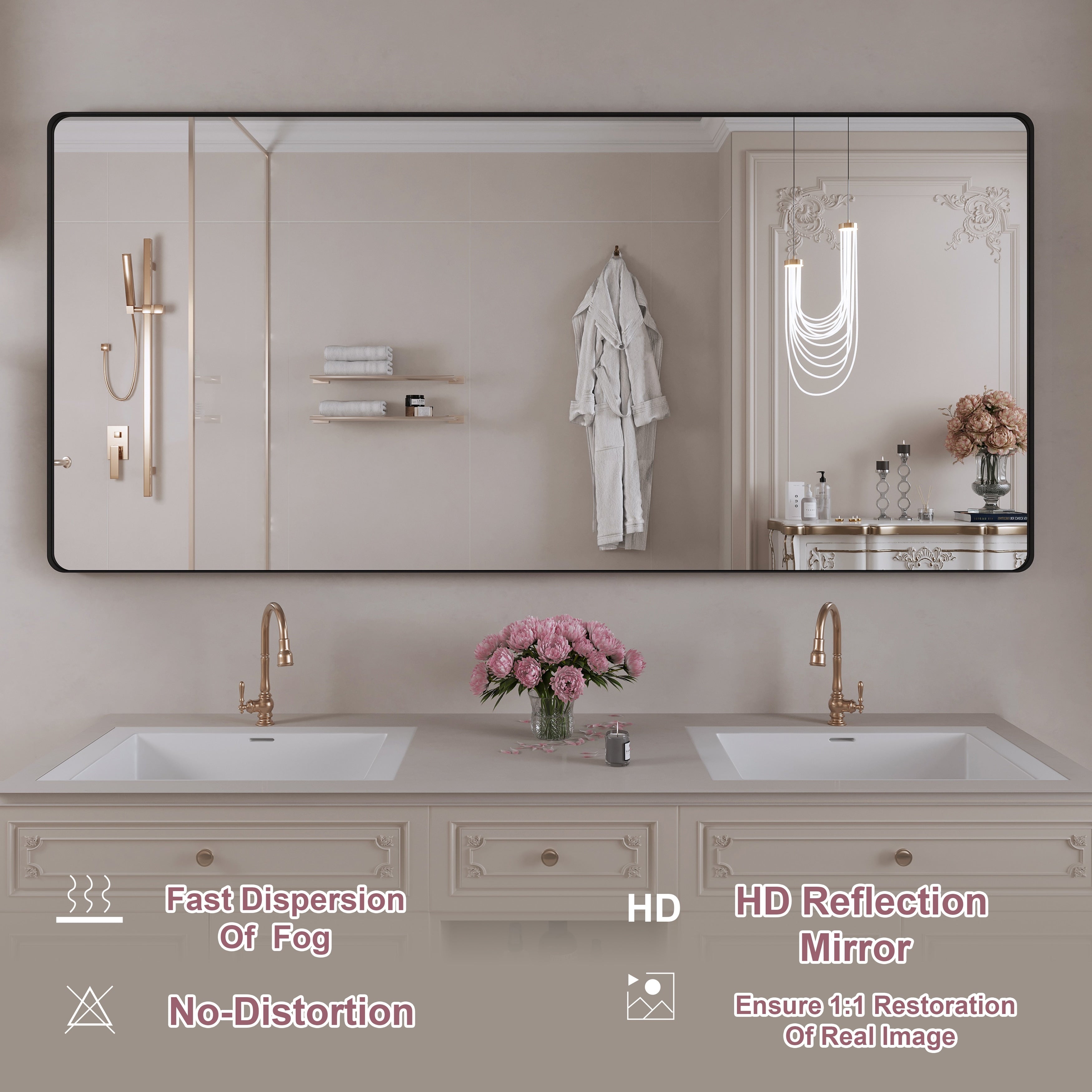 QuivaraView Rectangular Aluminum Framed Bathroom Vanity Mirror