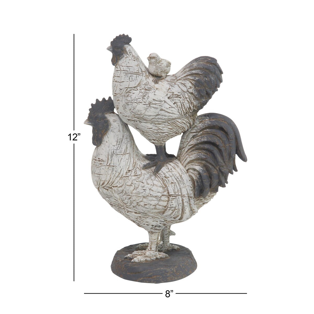 Polystone Rooster Decorative Sculpture - White - Roche River Decor