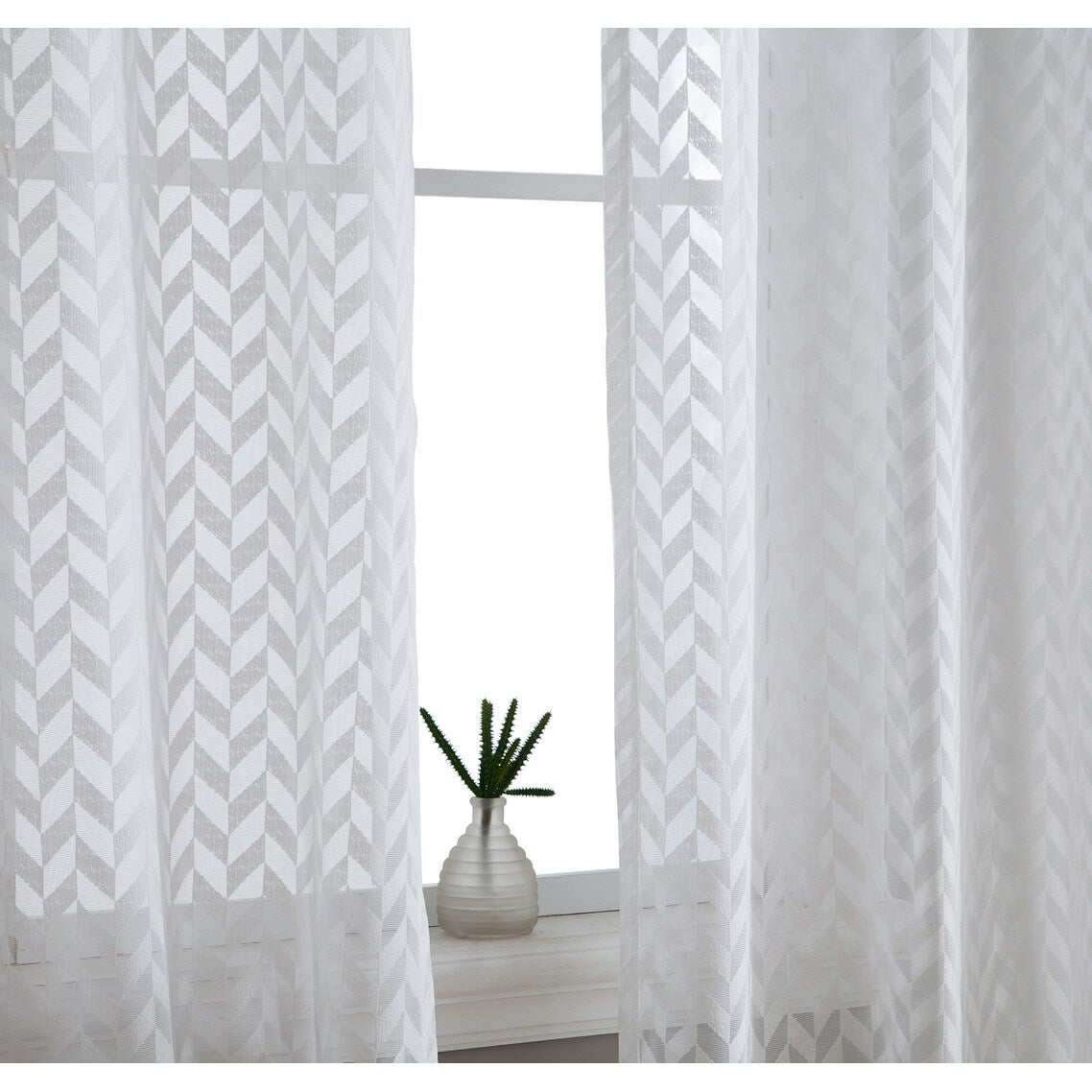 HLC.me Herringbone Lace Thick Semi Sheer Premium Grommet Top Window Curtain Panels Kids Room & Bedroom - Set of 2 Panels