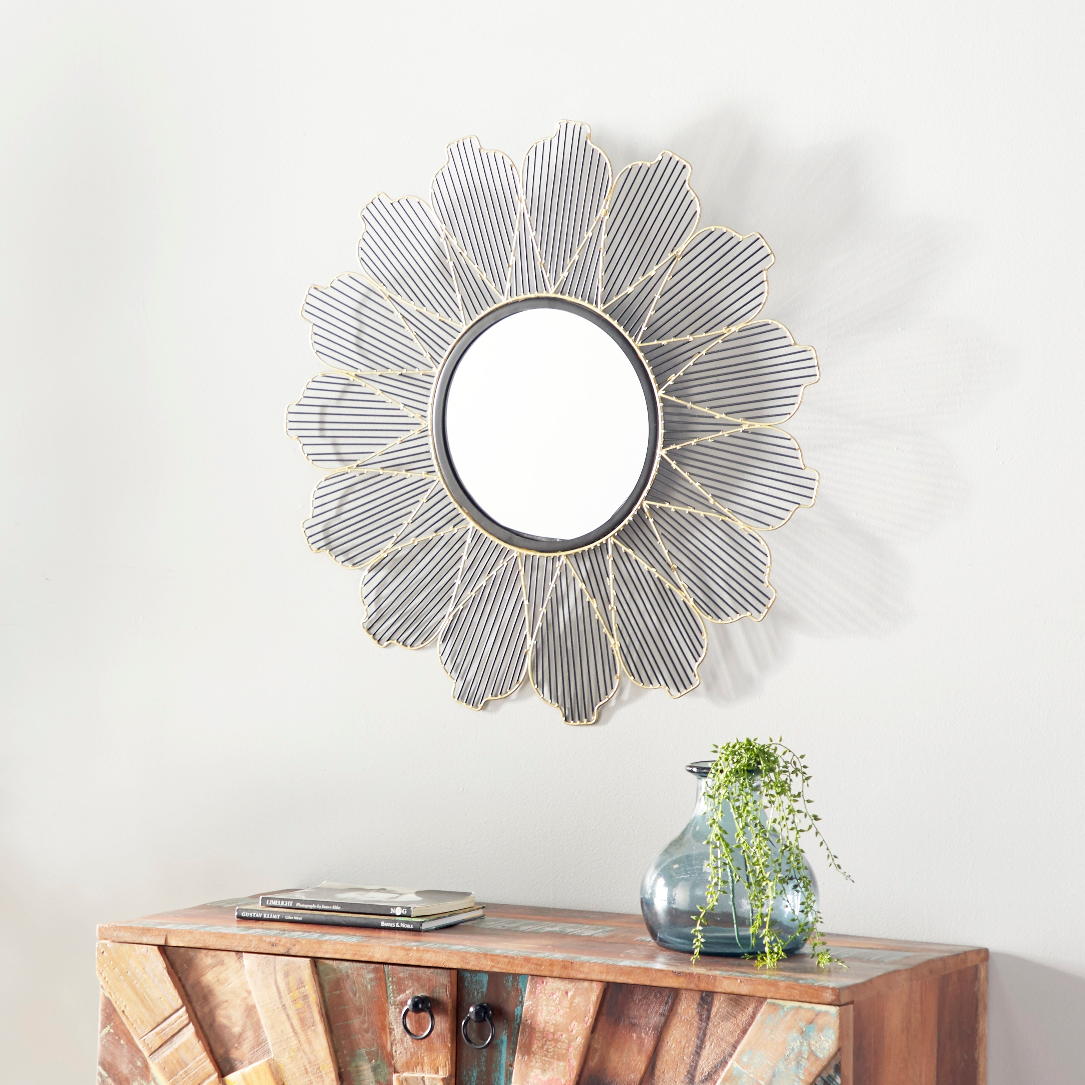 Black Iron Contemporary Wall Mirror 29 x 29 x 3