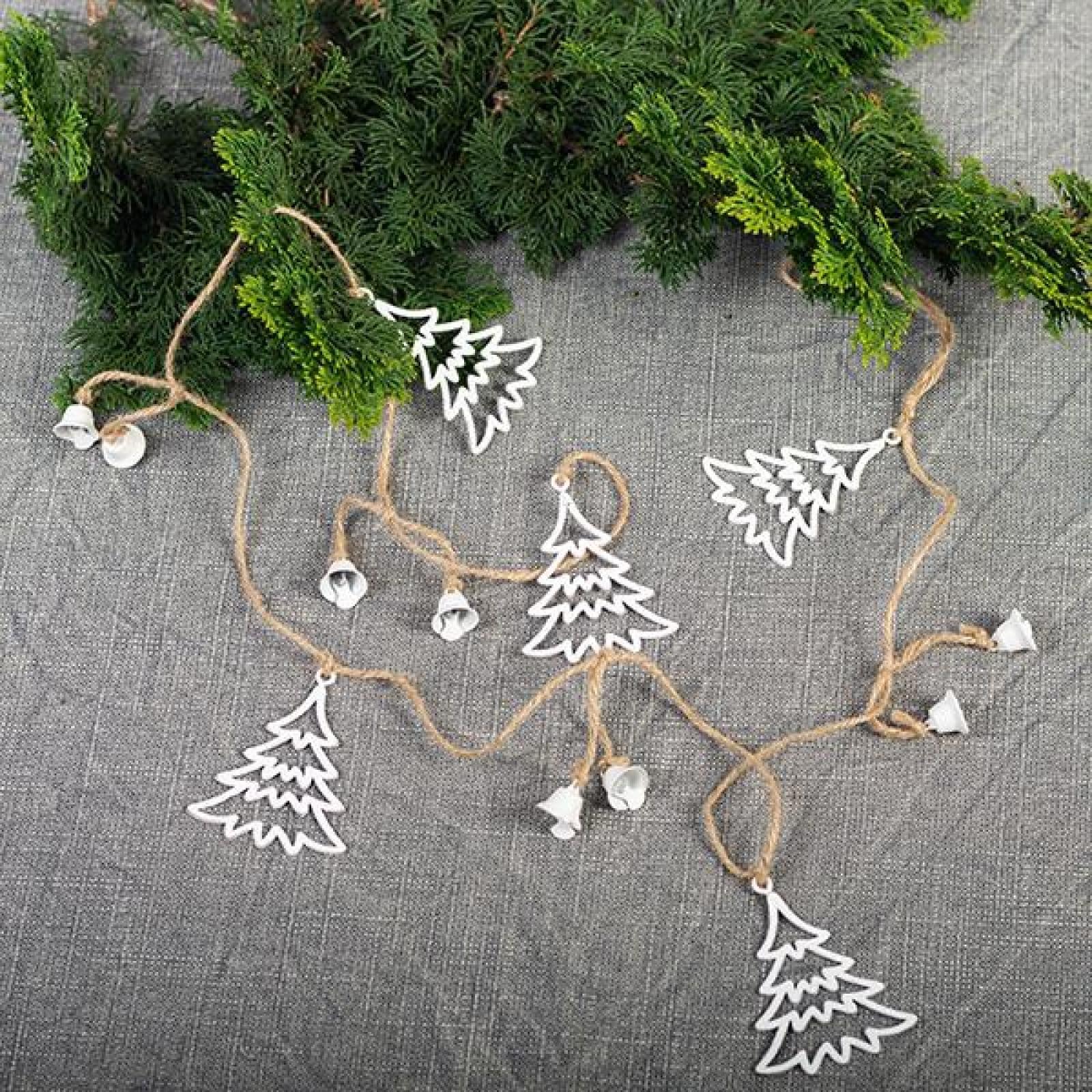 Metal Christmas Trees And Bells On A String Garland - Multi