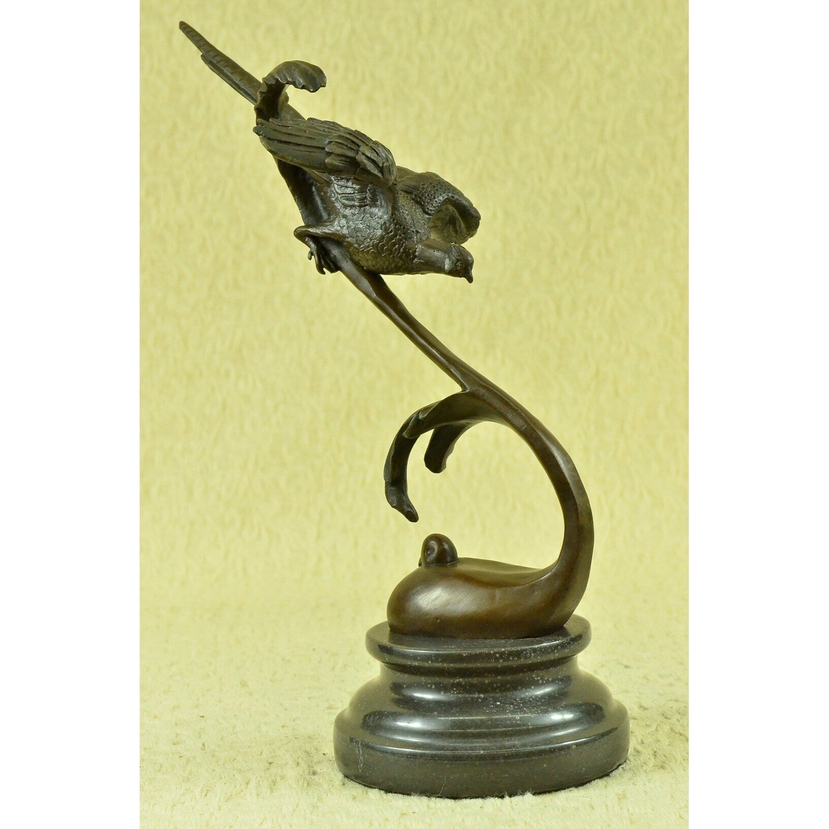 Pheasant And Dove Love Bird Bronze Sculpture Art Deco Figurine