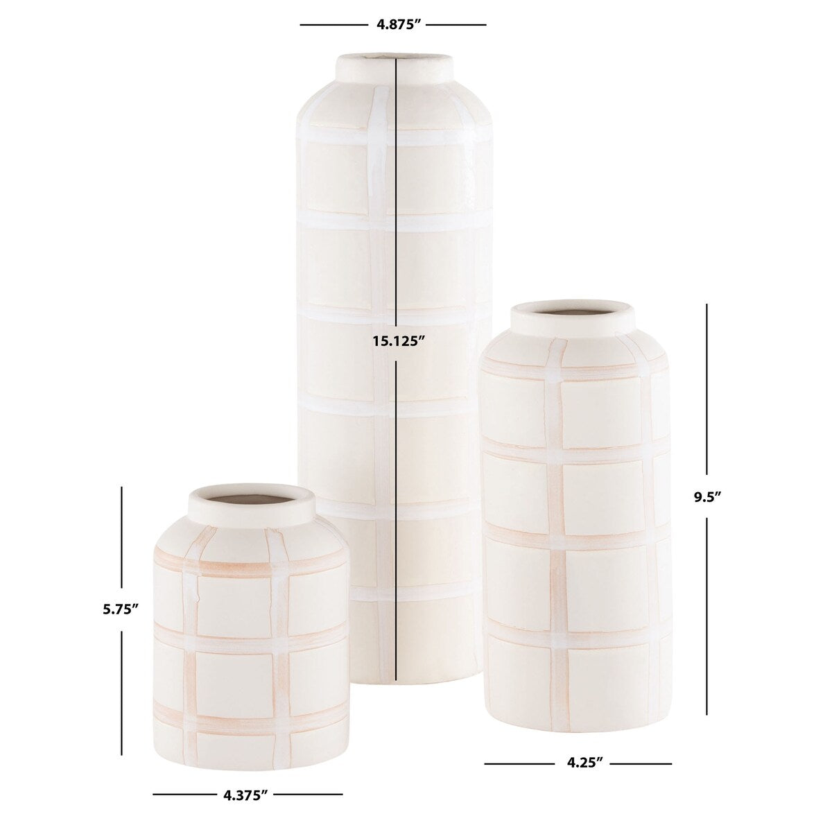 SAFAVIEH Home Luette Ceramic Vase [SET of 3] - 5Wx5Dx15H