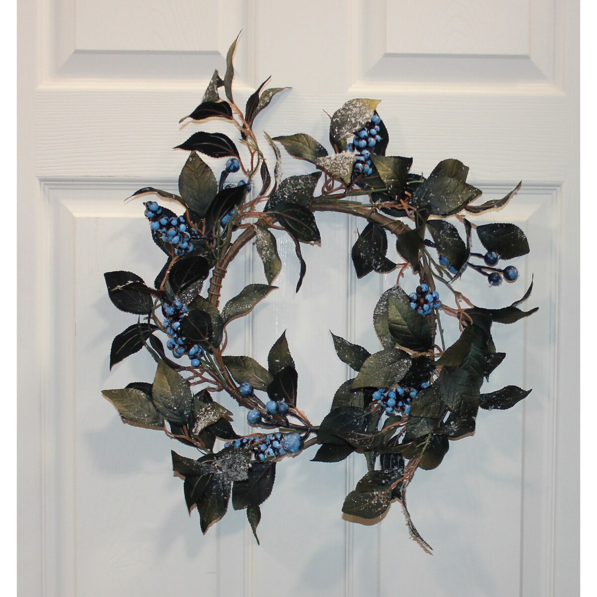 18 Artificial Icy Blueberry and Leaves Wreath - 18