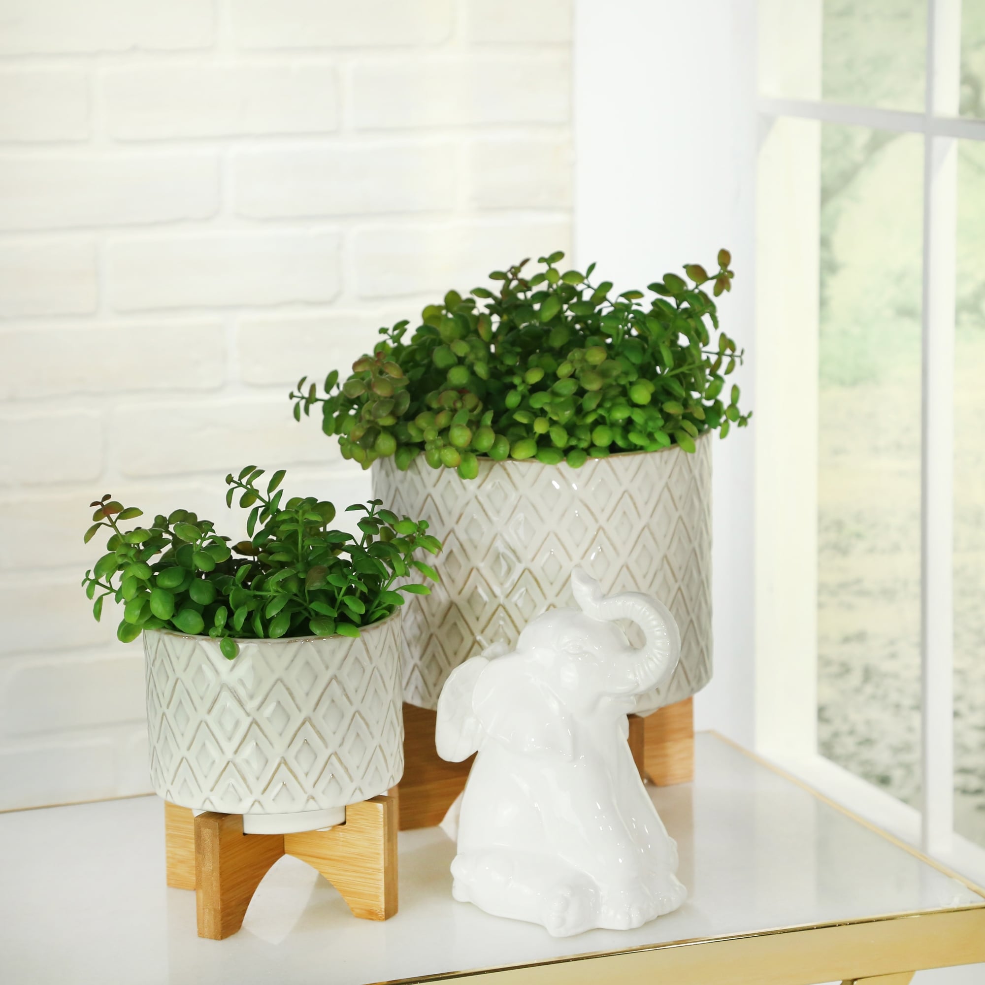 Sagebrook Home's Modern Neutral Planter Indoor/Outdoor