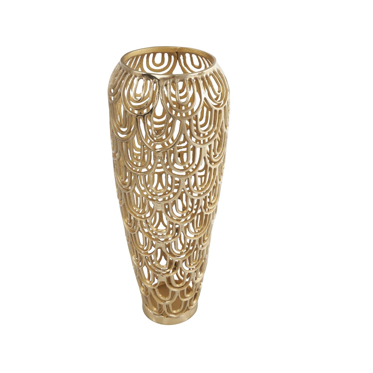 Aluminum Metal Geometric Tall Art Deco Inspired Arched Decorative Vase - Gold or Silver - Roche River Decor