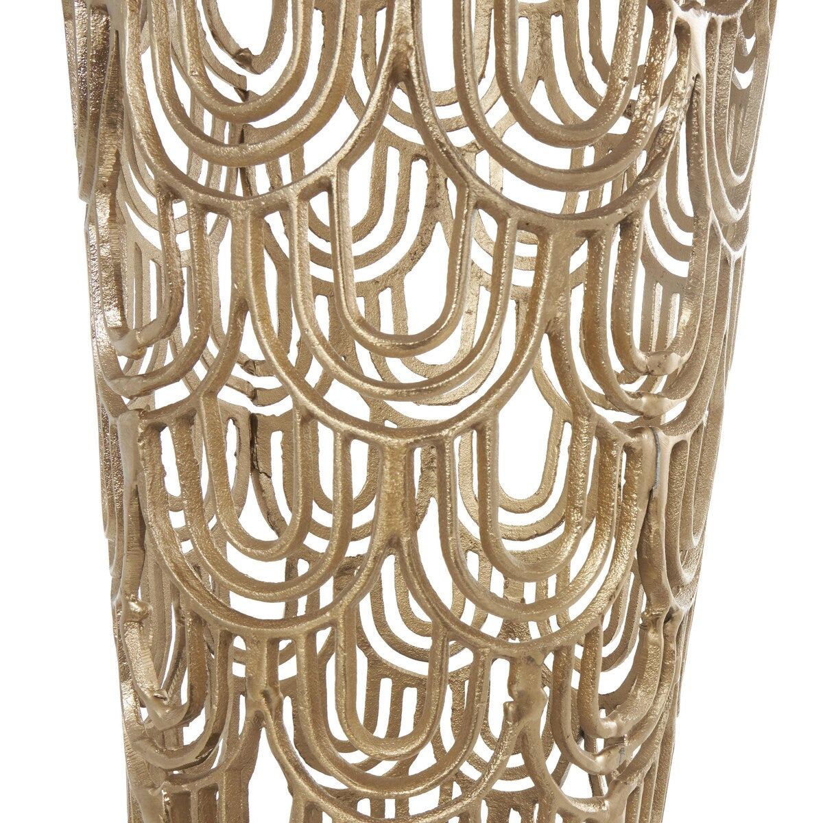 Aluminum Metal Geometric Tall Art Deco Inspired Arched Decorative Vase - Gold or Silver - Roche River Decor