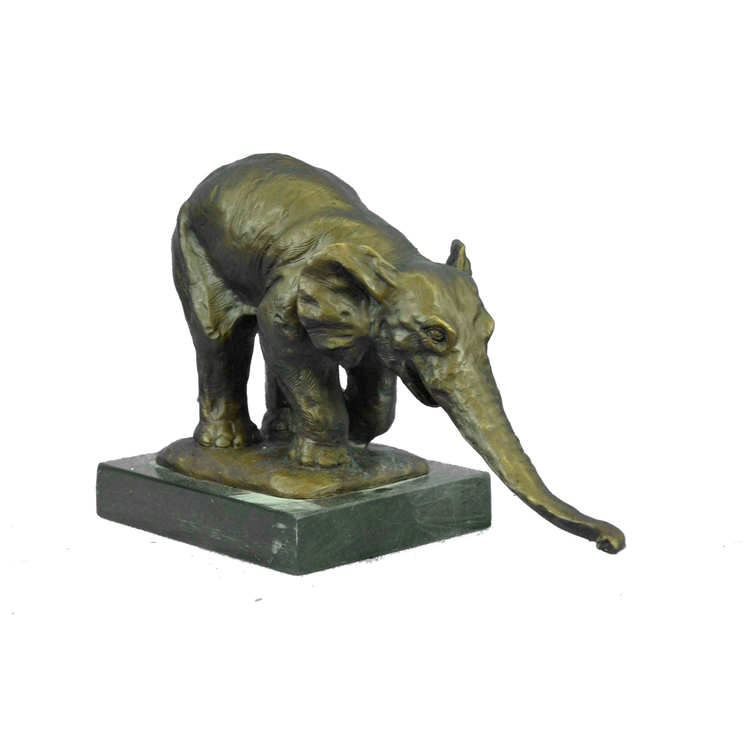 11.5 Inches European Art Bronze Sculpture Proboscidea Elephant King Of Forest Statue