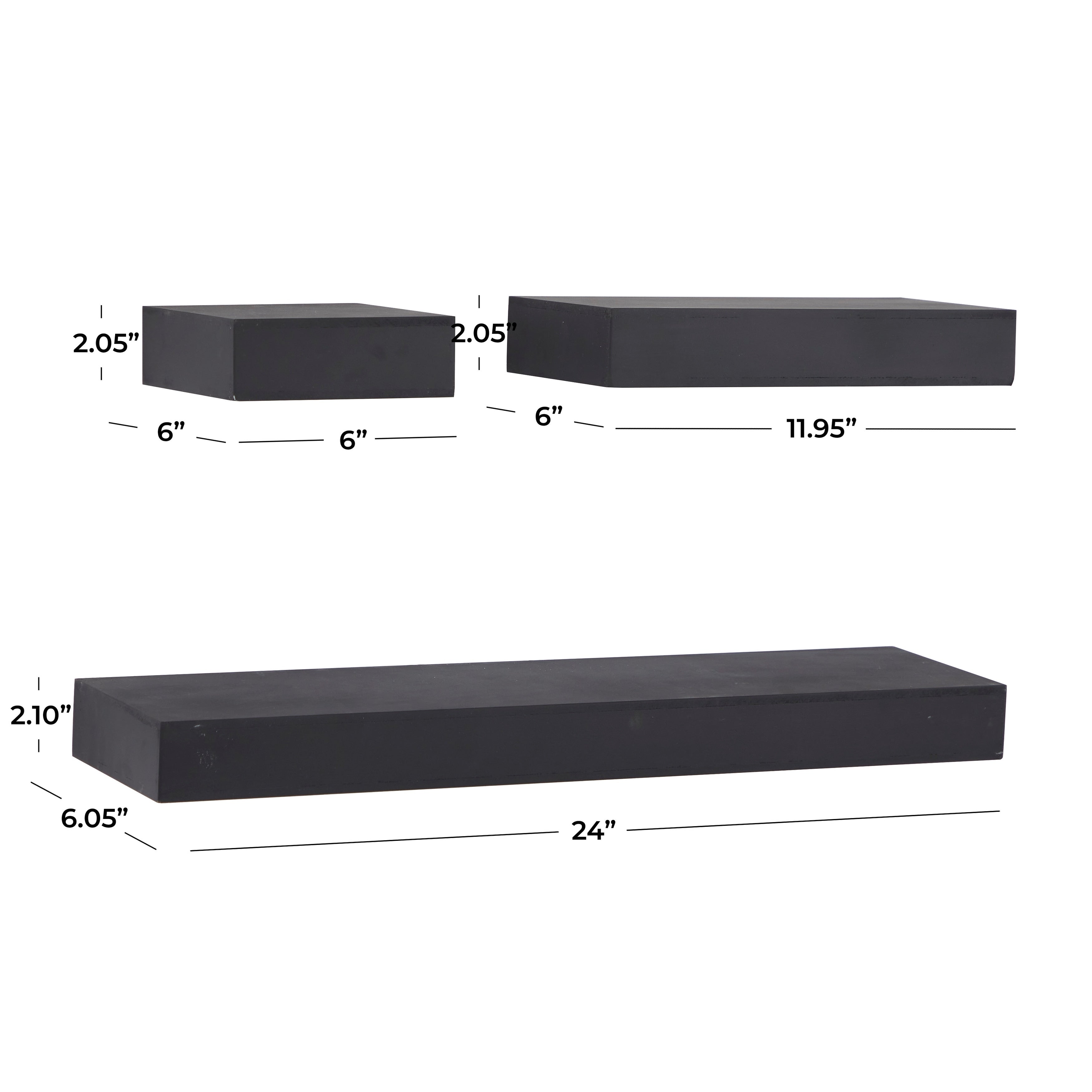 CosmoLiving by Cosmopolitan Wood 3 Shelves Wall Shelf (Set of 3) - Black or White