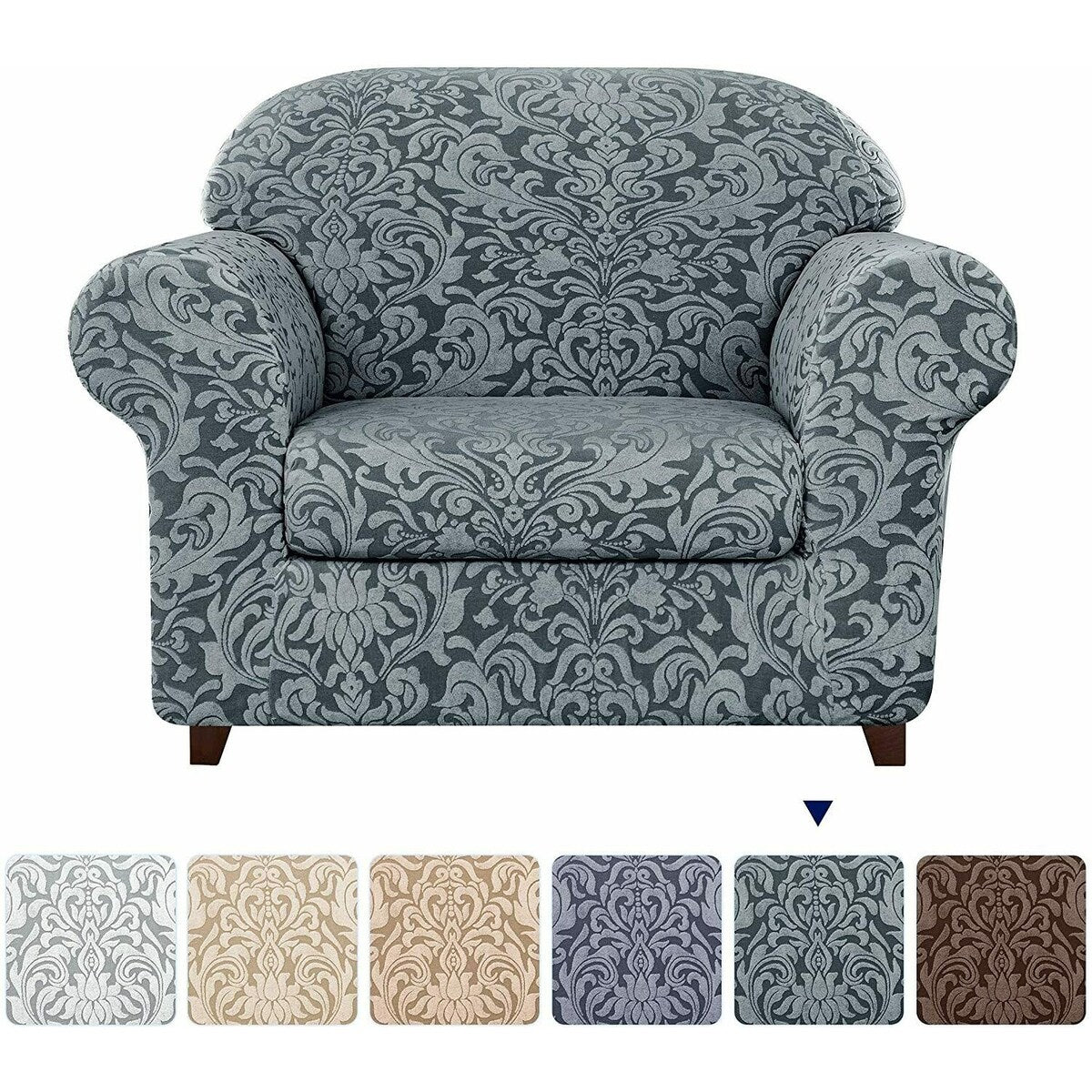 Subrtex 2 Piece Armchair Slipcover Jacquard Damask Spandex Furniture Protector