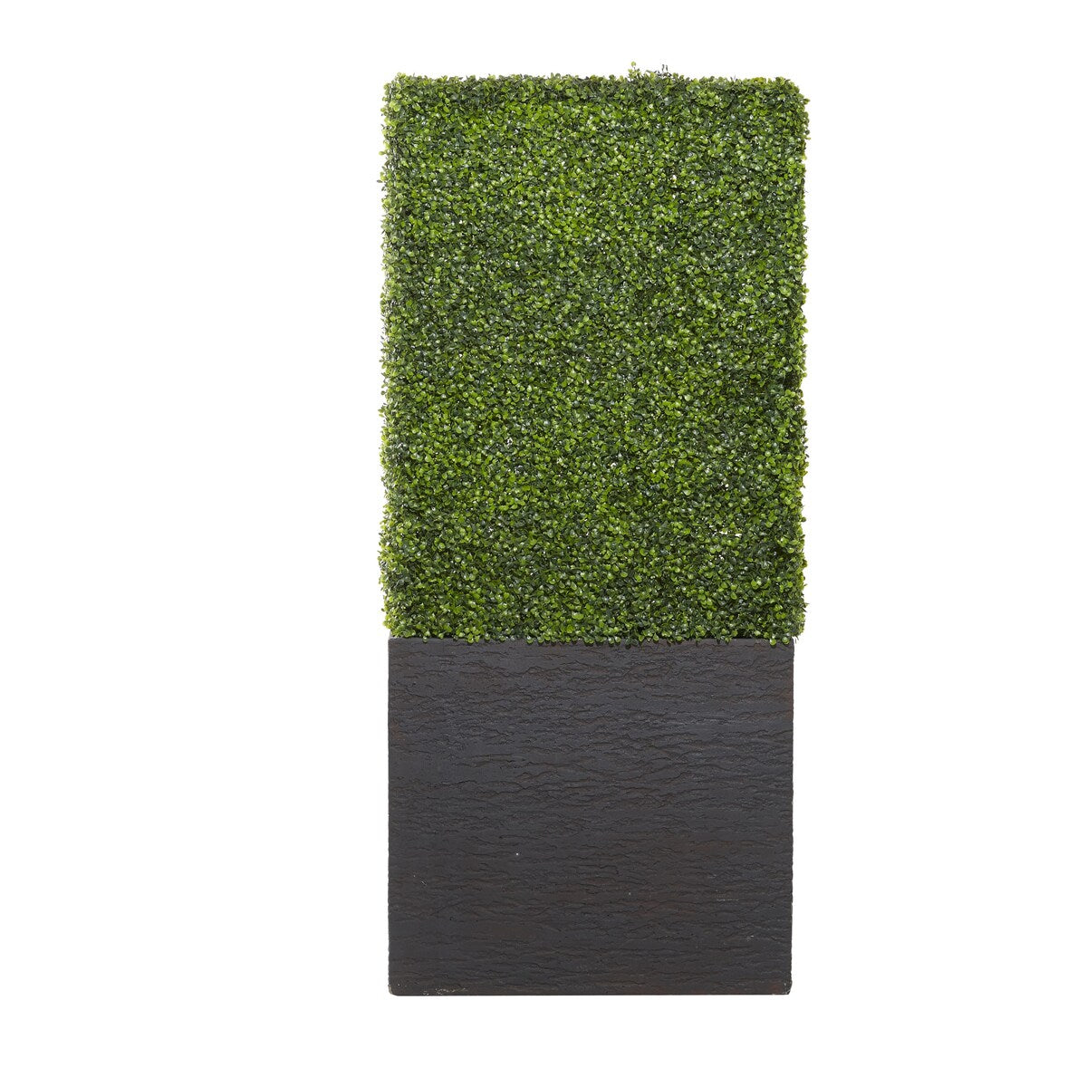 Faux Foliage Boxwood Hedge Tall Topiary with Realistic Leaves and Black or White Planter Box - Green - Roche River Decor