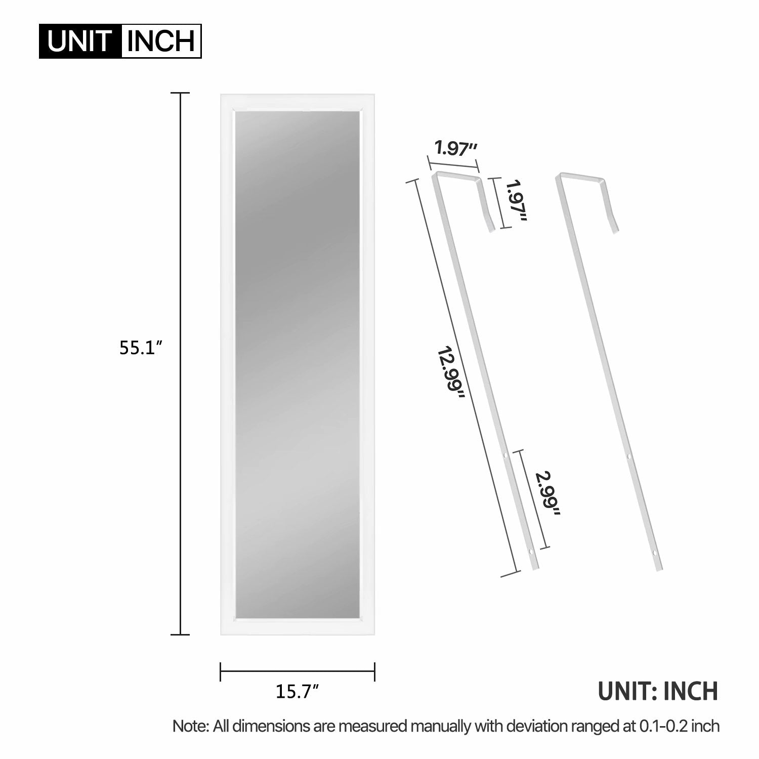 Modern Full-length Rectangular Wall-Mounted Hanging Door Mirror