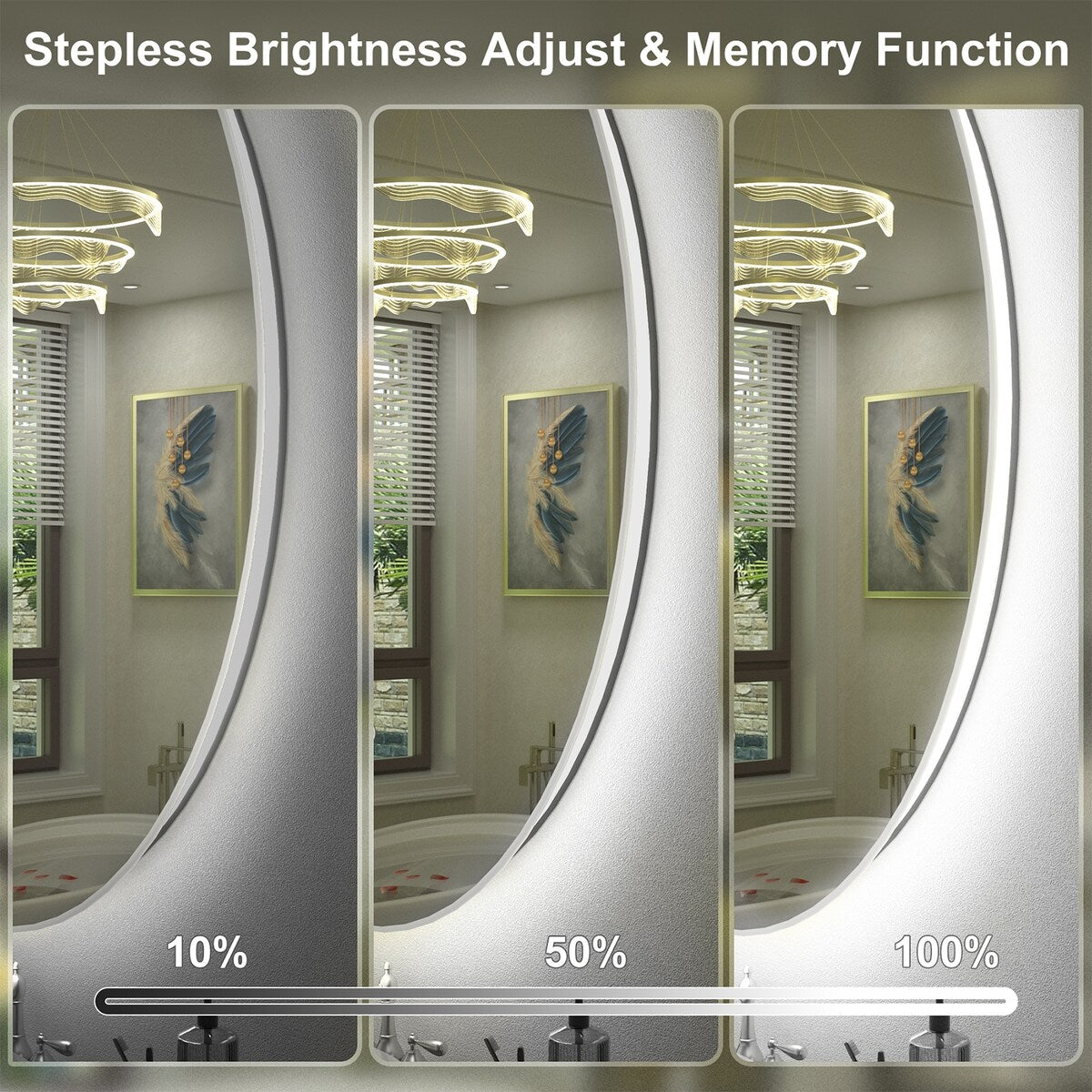 Round Frameless Super Bright LED Backlited Wall Bathroom Vanity Mirror