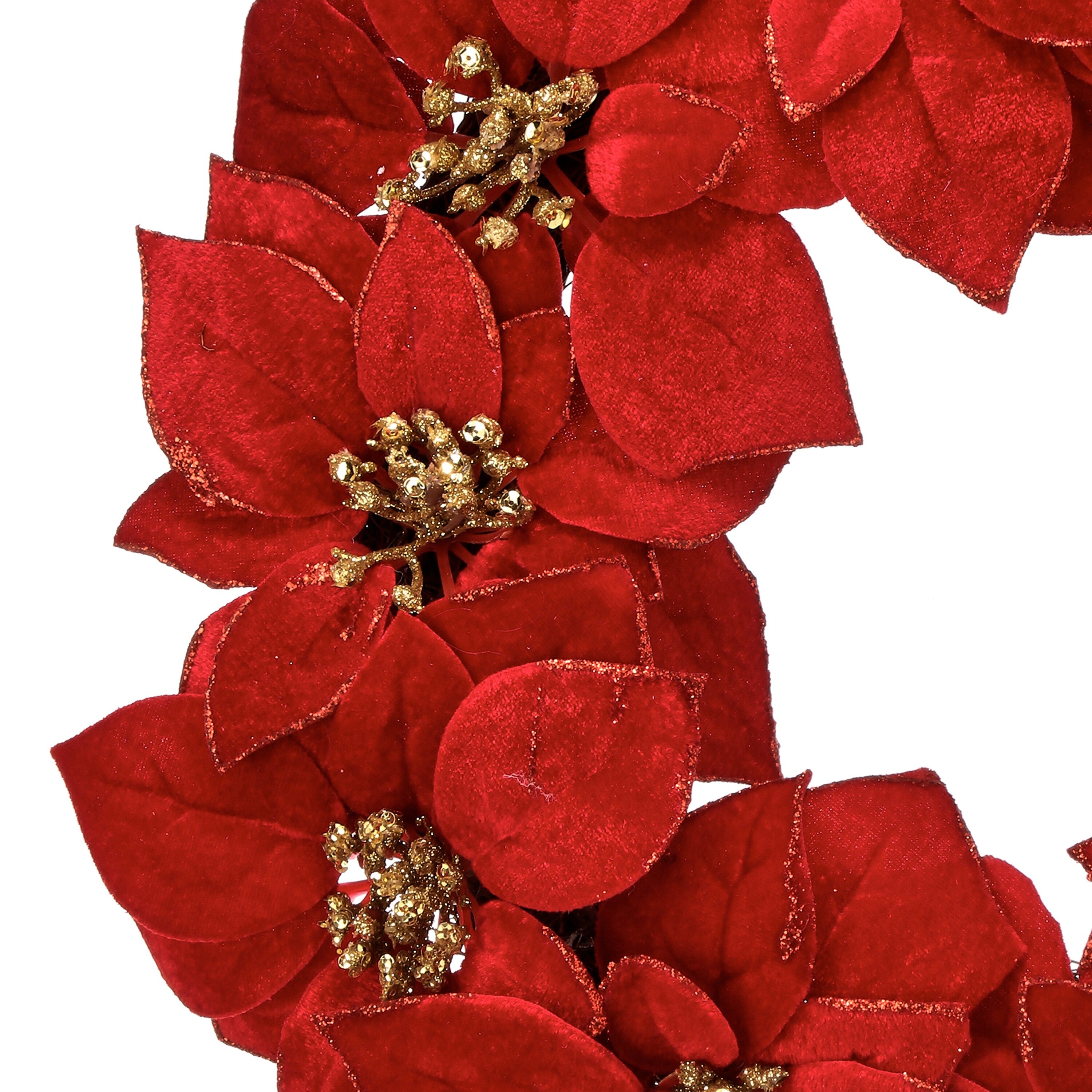 16 Glitter Poinsettia Wreath - 16