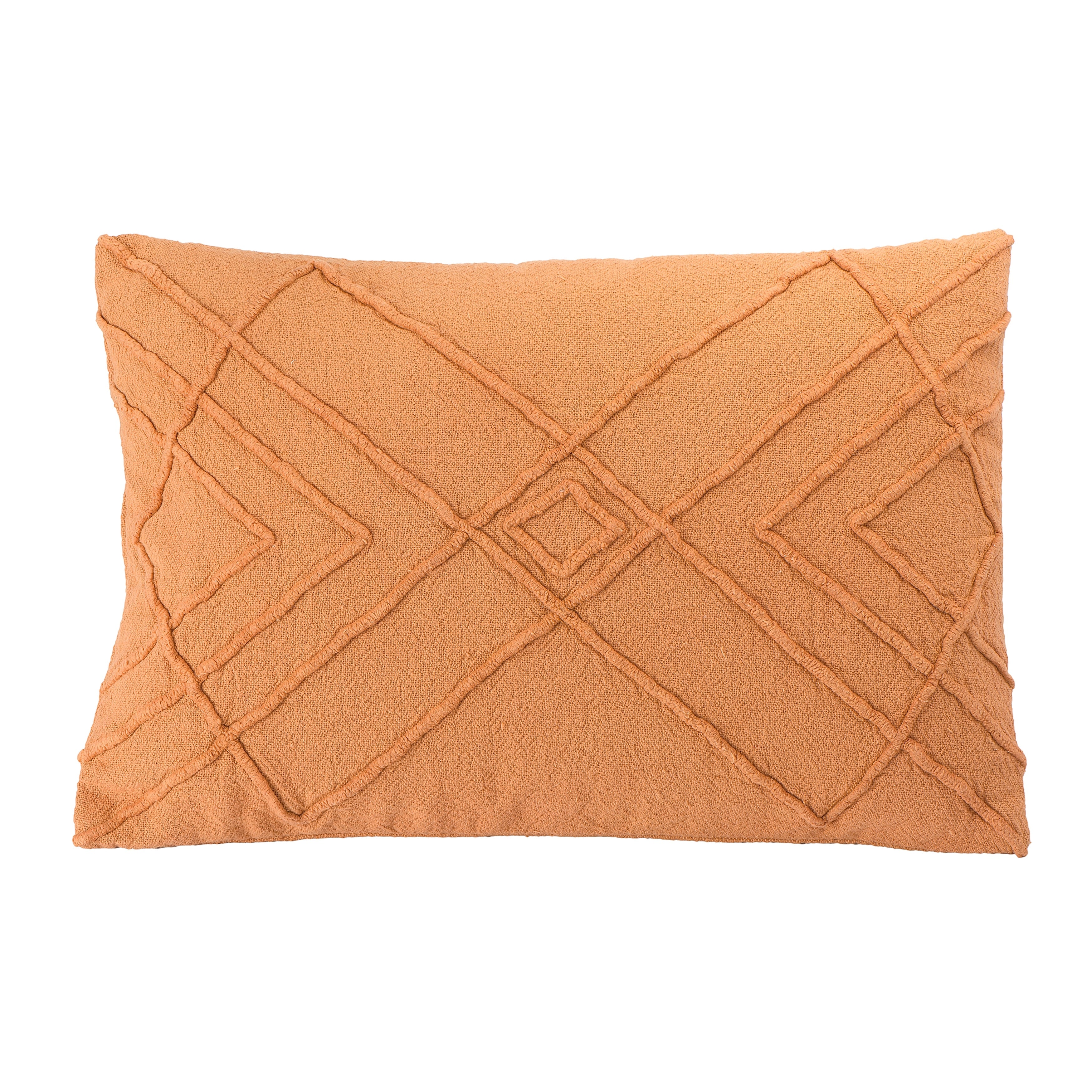 Embroidered Cotton Geometric Lumbar Pillow