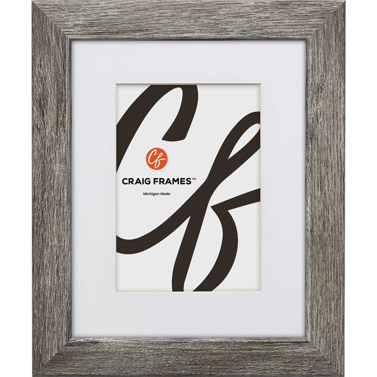 Craig Frames 26030 Gray Barnwood Picture Frame Matted for a Photo