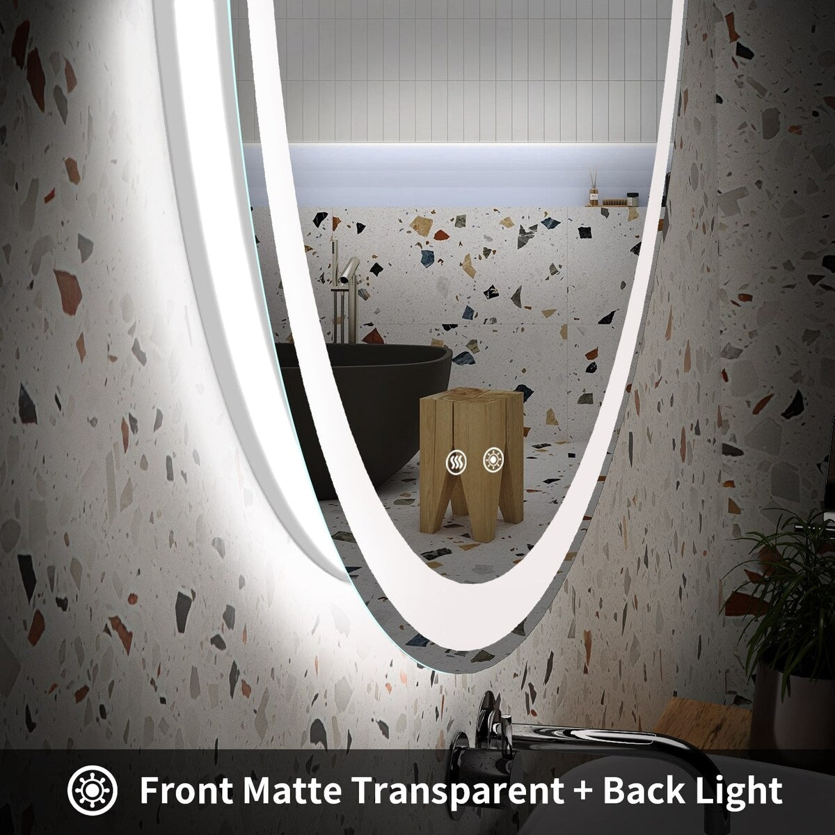 LED Lighted Dimmable Anti Fog Frameless Rounded Vanity Mirror