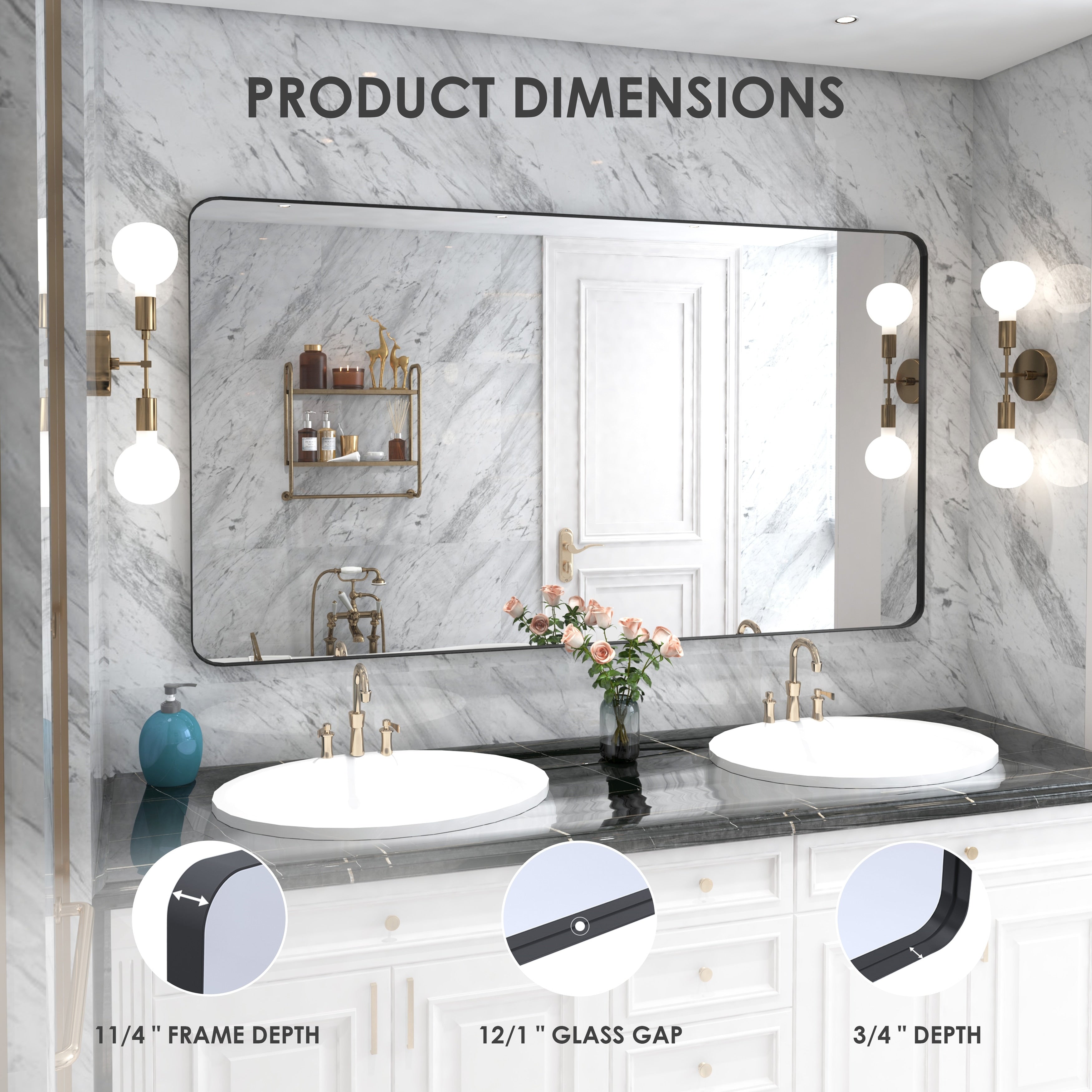 QuivaraView Rectangular Aluminum Framed Bathroom Vanity Mirror