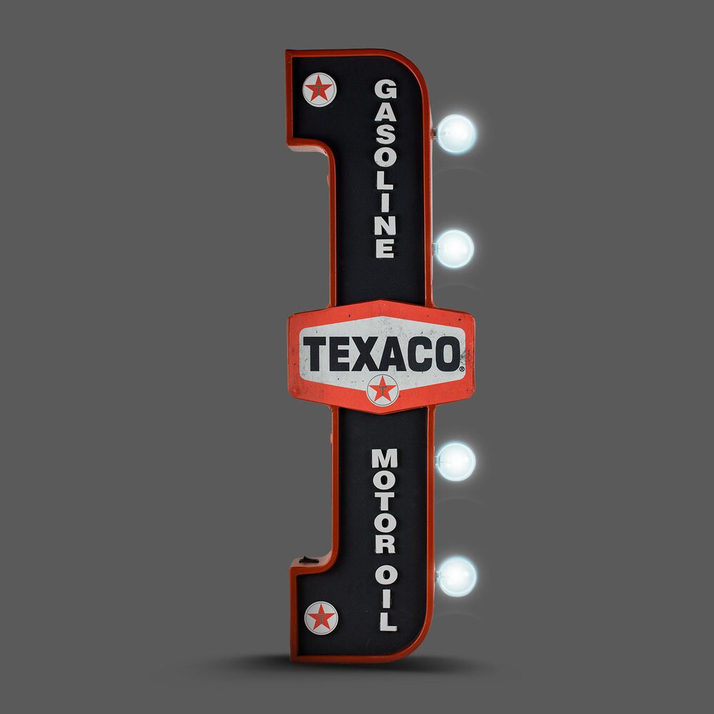 American Art Decor Texaco Gasoline Motor Oil Marquee Man Cave Bar Garage LED Sign