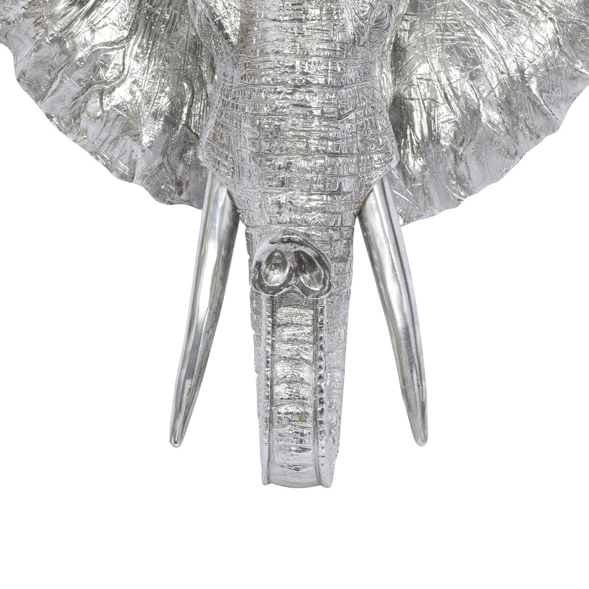 Polystone Elephant Metallic Home Wall Decor with Tusks - Silver - Roche River Decor