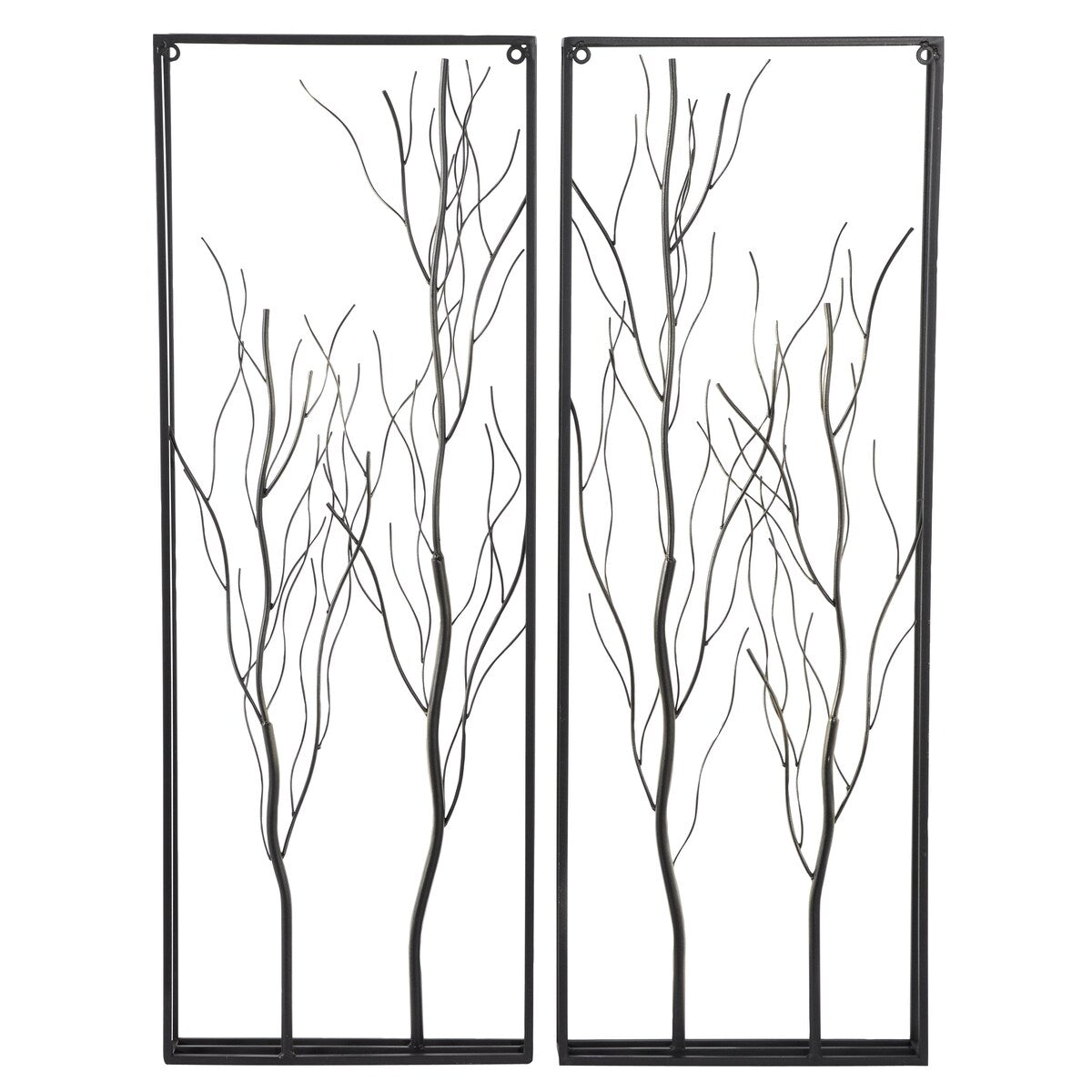 Metal Tree Branch Home Wall Decor with Black Frame - Set of 2 Gold - Roche River Decor