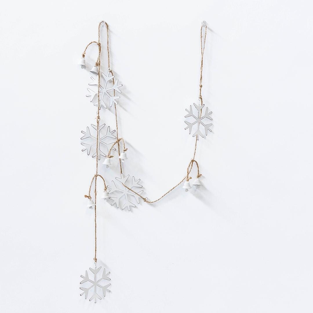 Metal Snowflakes And Bells On A String Garland - Multi