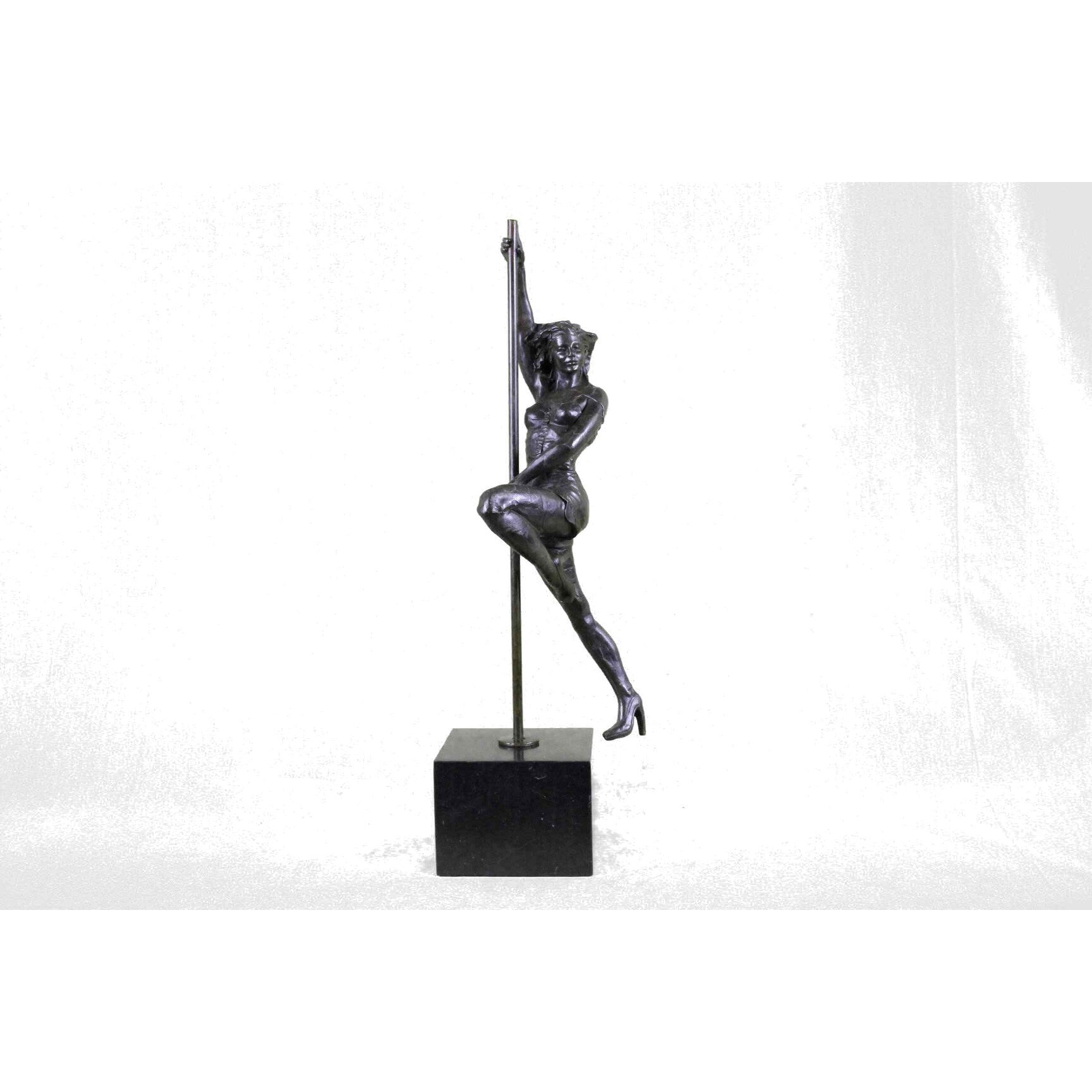 Large 14 Lbs Pole Dancer Bronze Sculpture Figure Marble Base Figurine By Vitaleh