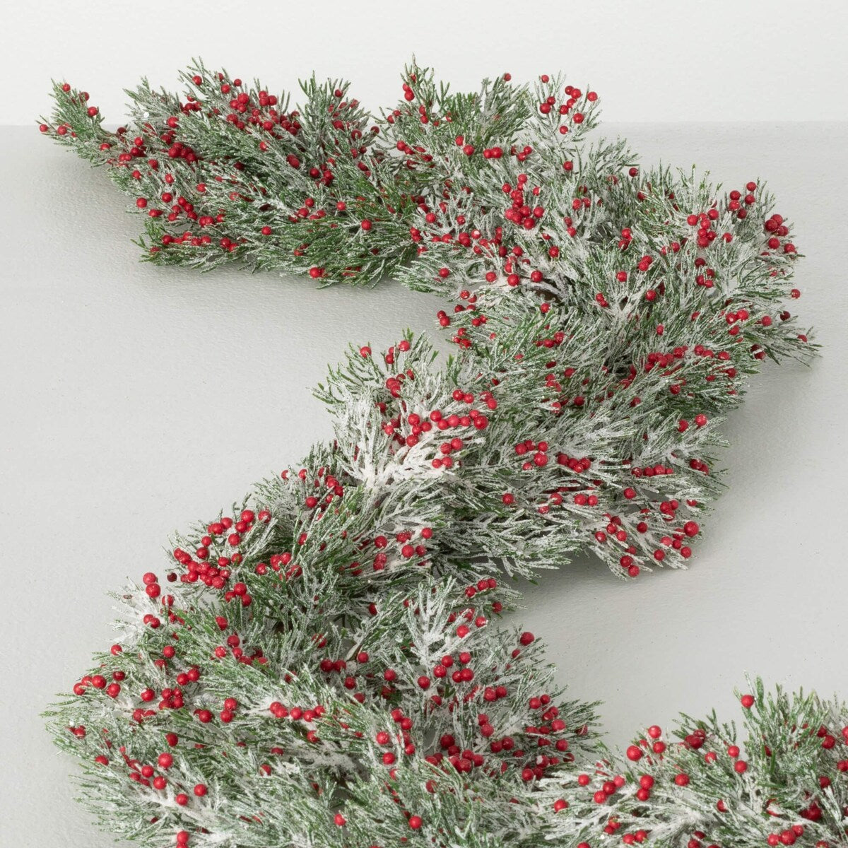 60L Sullivans Artificial Christmas Cedar Red Berry Garland, Green-Red