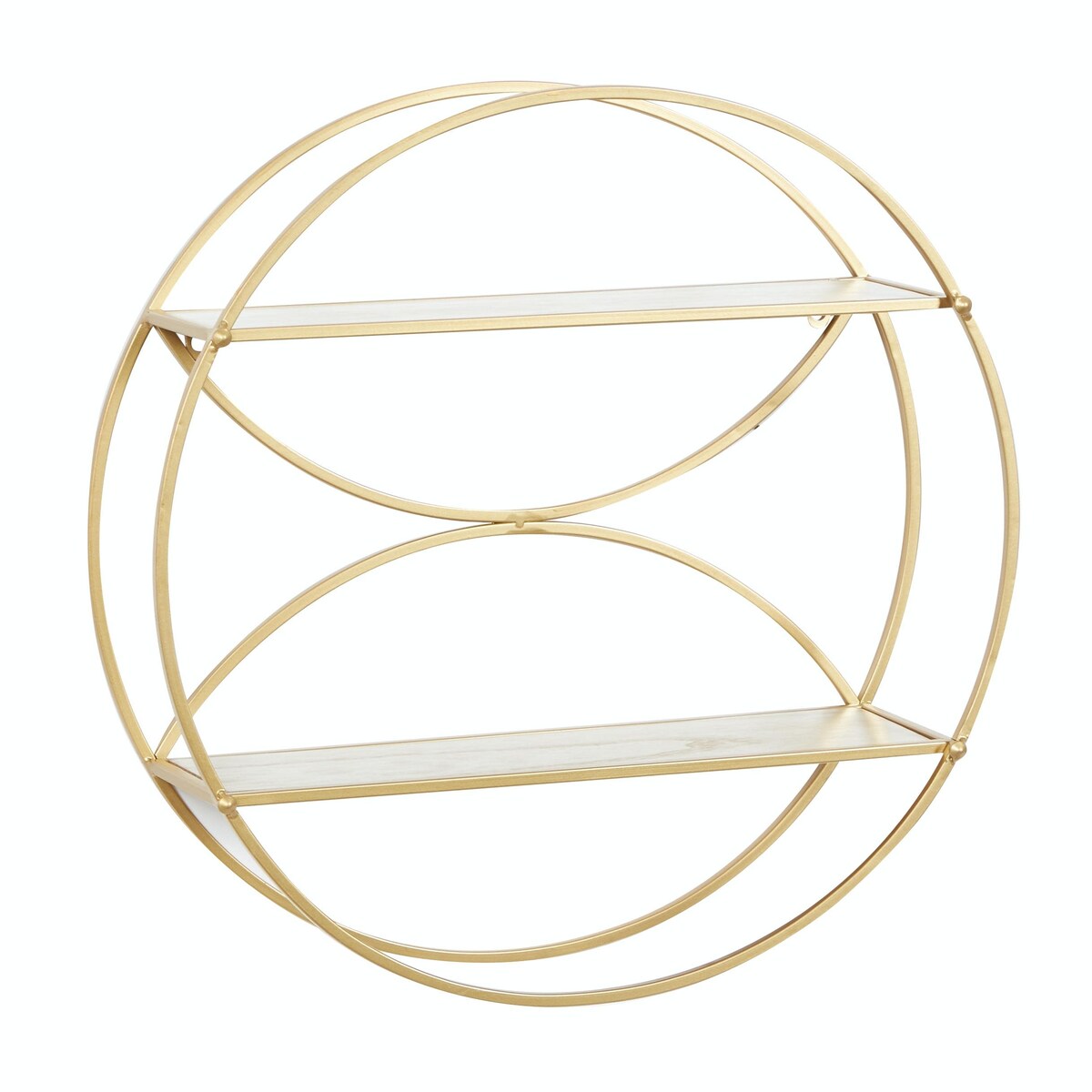 Metal Round 2 Shelves Wall Shelf - Gold - CosmoLiving by Cosmopolitan