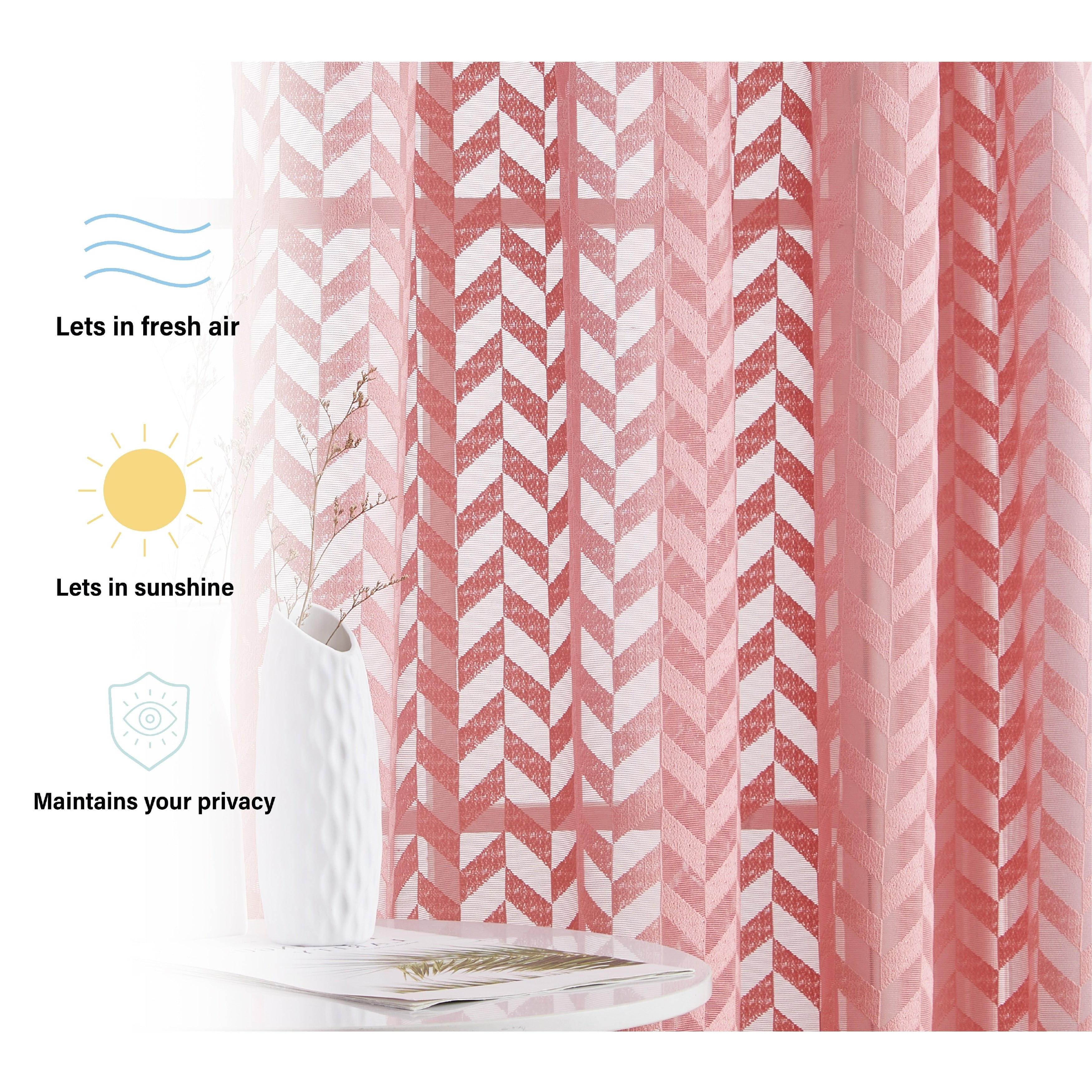 HLC.me Herringbone Lace Thick Semi Sheer Premium Grommet Top Window Curtain Panels Kids Room & Bedroom - Set of 2 Panels