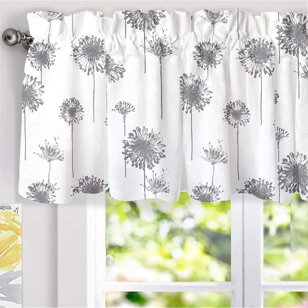 Porch & Den Nelly Dandelion Pattern Lined Window Valance