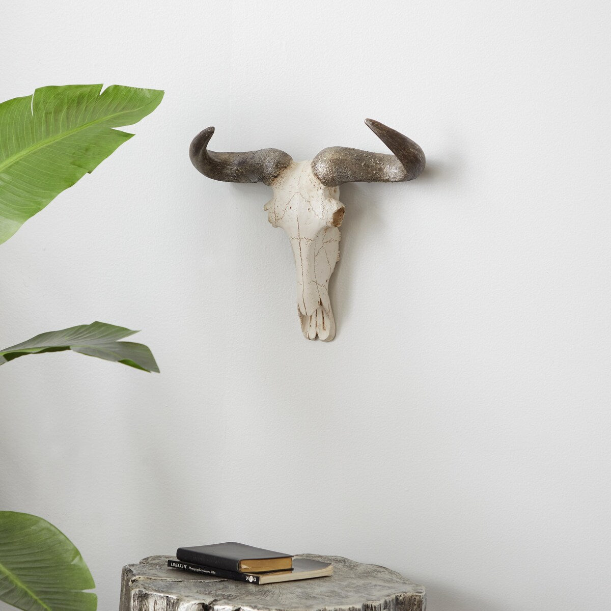 Polystone Cow Skull Home Wall Decor - White - Roche River Decor