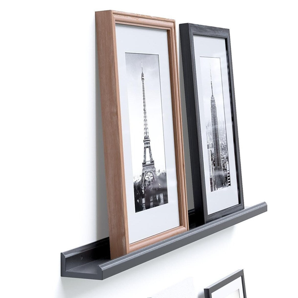 Wallniture Boston 46 Inch Picture Ledge, Black Floating Shelf for Photo Storage