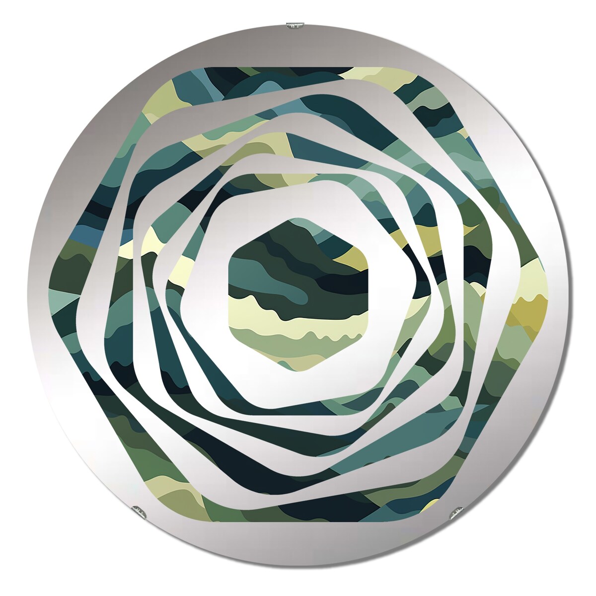 Designart Camouflage Green And Brown Wave - Modern Camouflage Amorphe Decorative Mirror