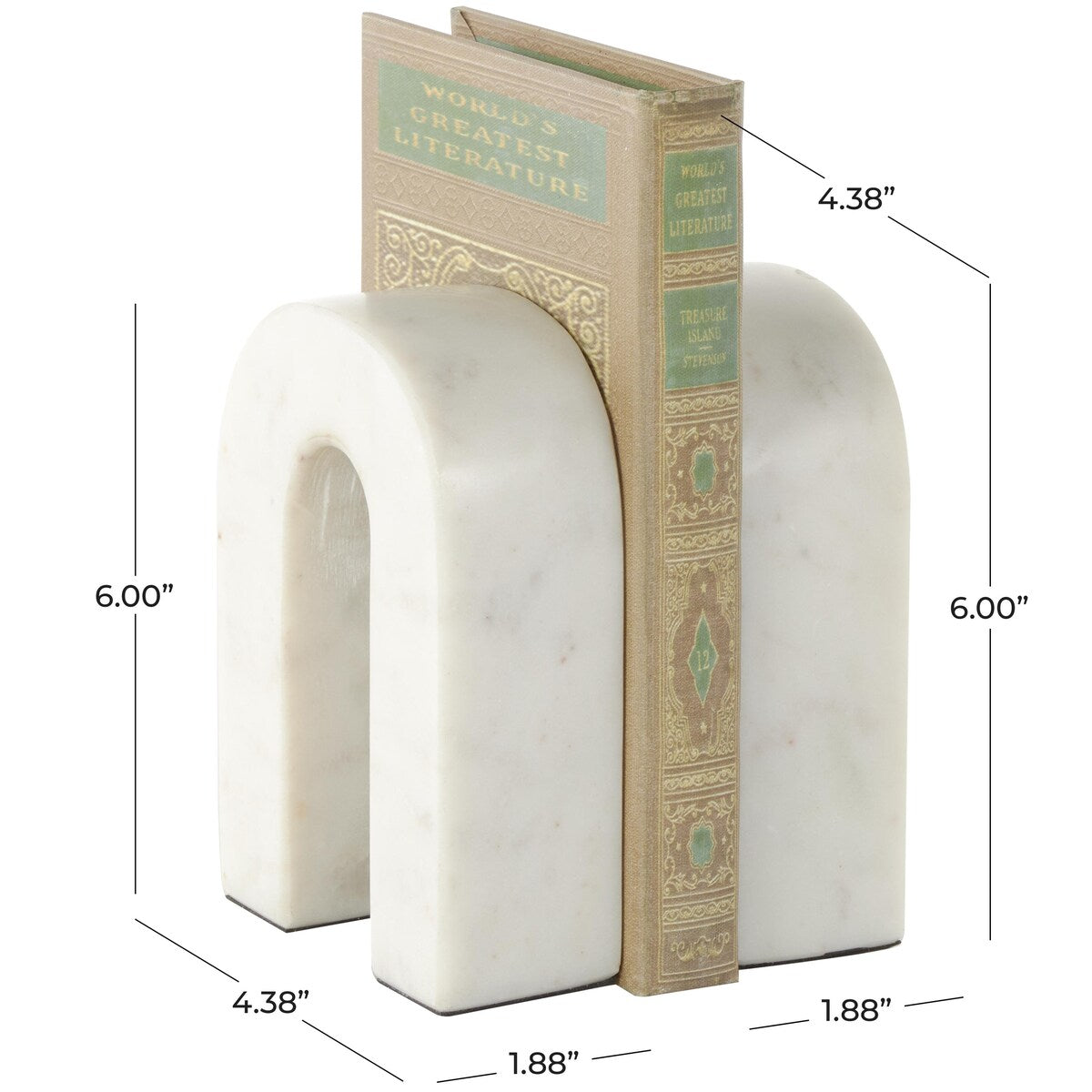 Marble Minimalistic Arched Decorative Bookends - Set of 2 Cream - Roche River Decor