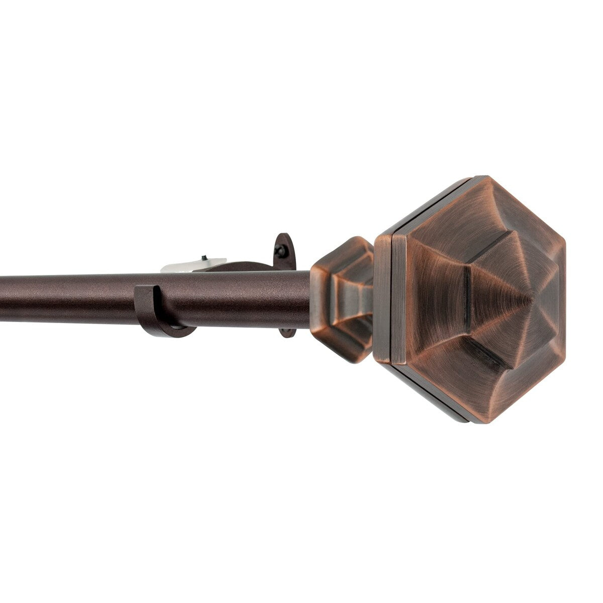 Deco window 3/4 Inch Adjustable Antique Copper Curtain Rod for Windows & Door with Hexagon Finials & Brackets Set