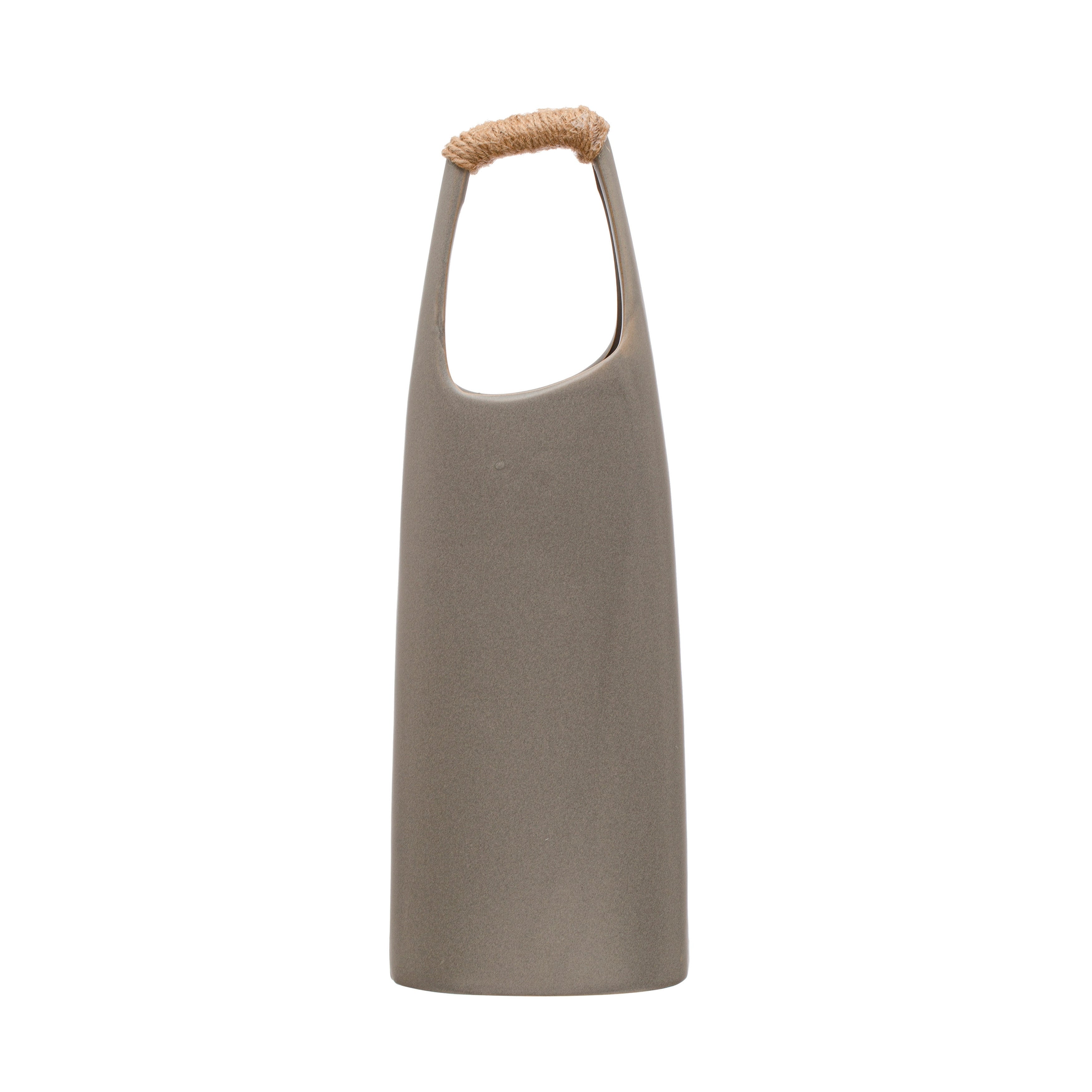 Stoneware Vase with Rattan Wrapped Handle